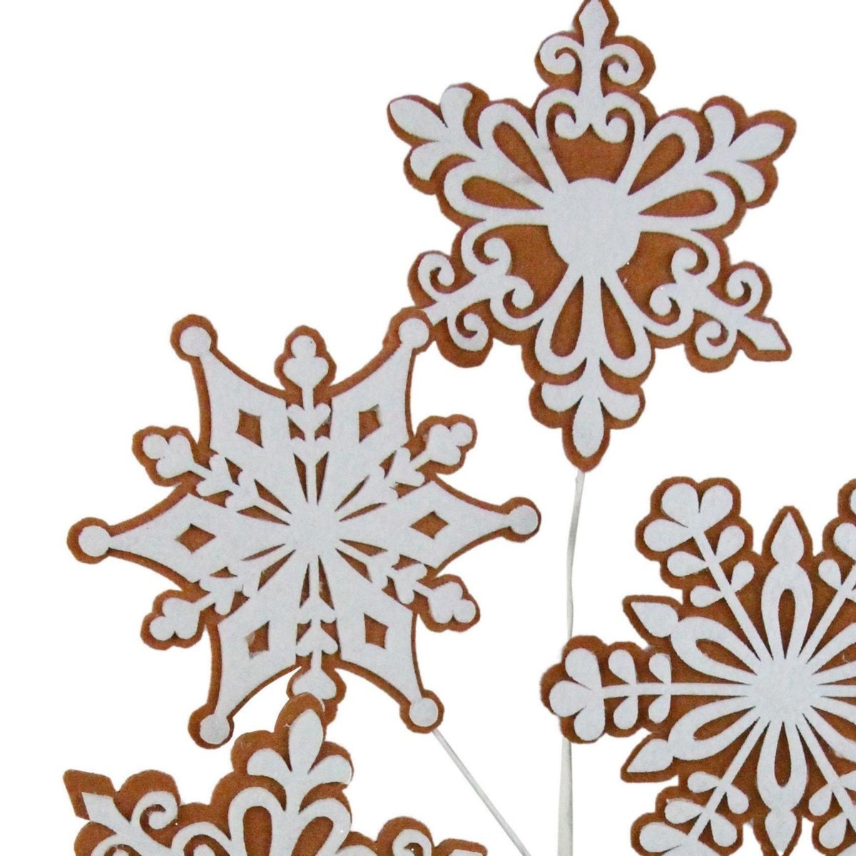 29&#x22; Felt Gingerbread Snowflake Spray