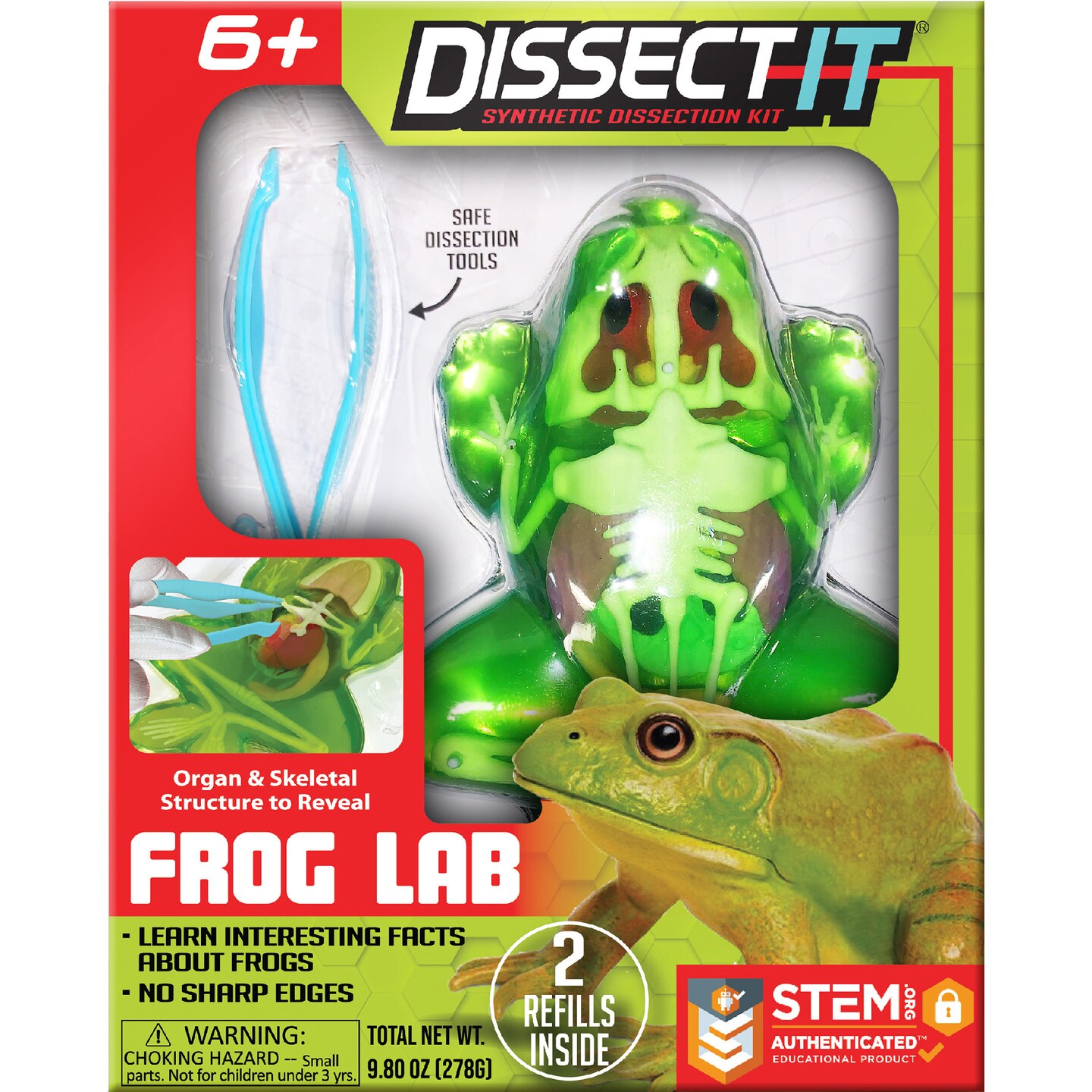 Dissect-It: Frog Lab - Synthetic Dissection Kit, Realistic &#x26; Safe, STEM, Learning Guide, Animal Science Kit, Biology, Top Secret Toys, Kids Ages 6+