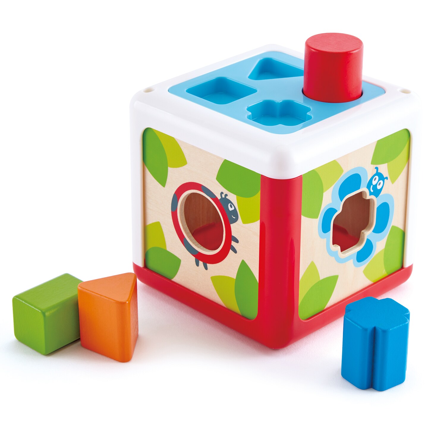 Hape: Shape Sorting Box - Wooden Toy Cube, 4 Shape Blocks, Cute Animal ...