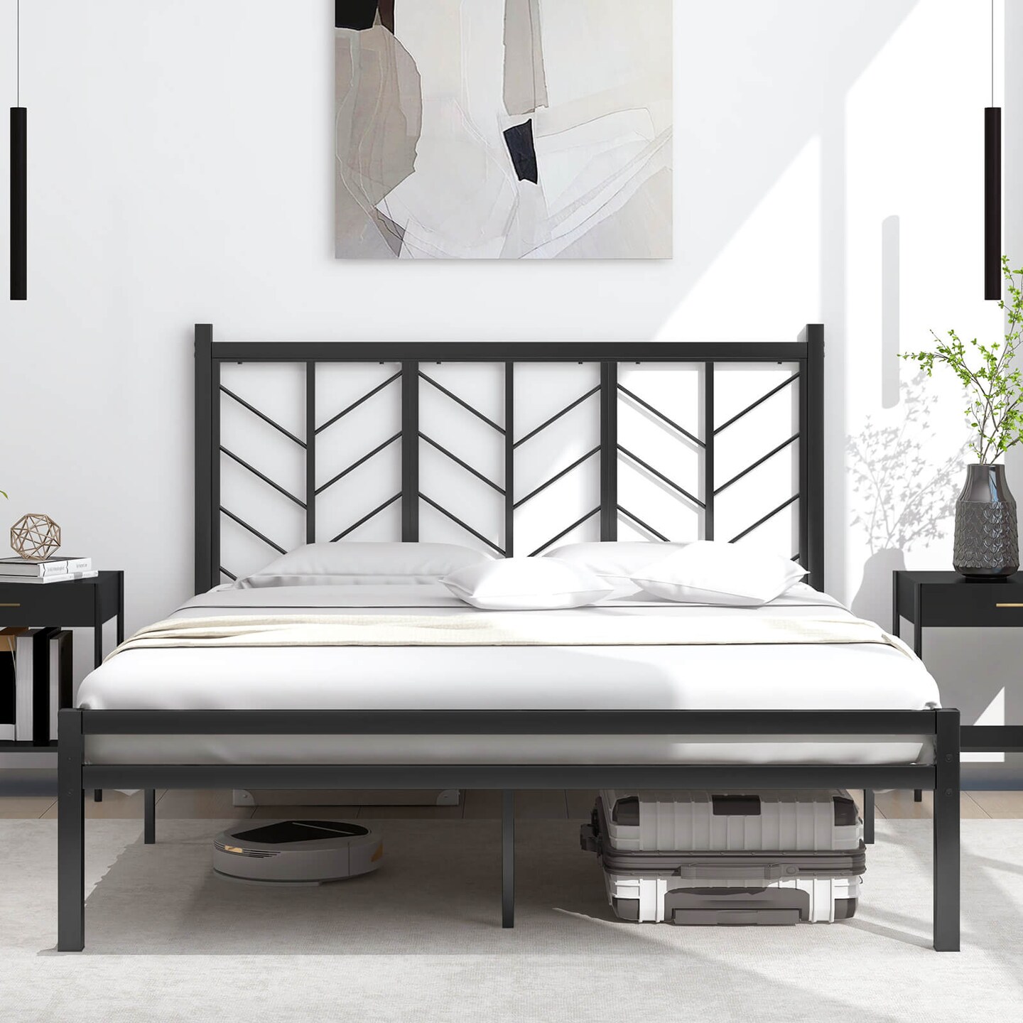Costway Twin/Full/Queen Size Platform Bed with Headboard 11.5&#x22; Under Bed Storage Easy Assembly