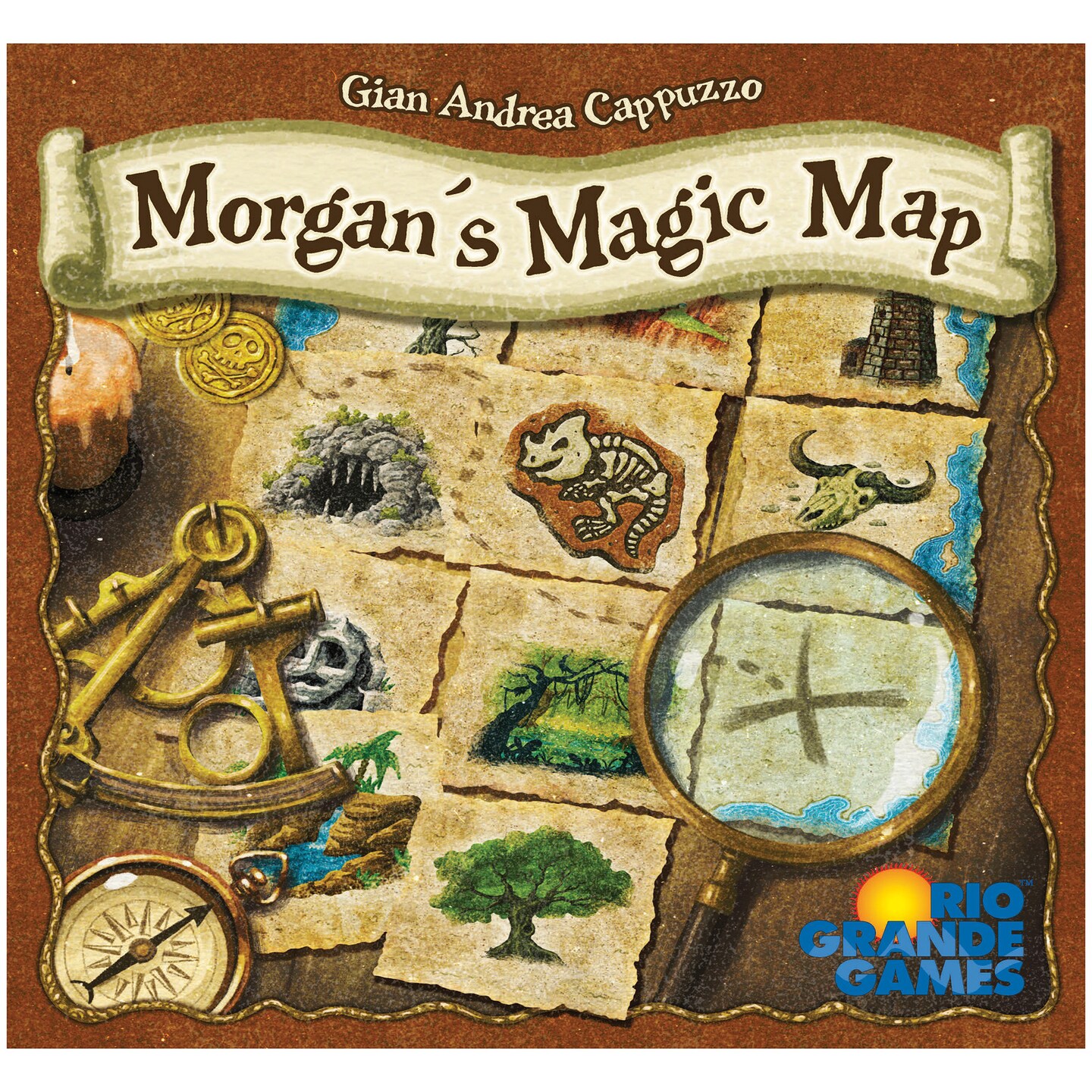 Morgan&#x27;s Magic Map - Tile Placement Game, Pirate Map Treasure Hunt, Modular Game Board, Rio Grande Games, Ages 10+, 2-4 Players, 30-60 Minute Playing Time