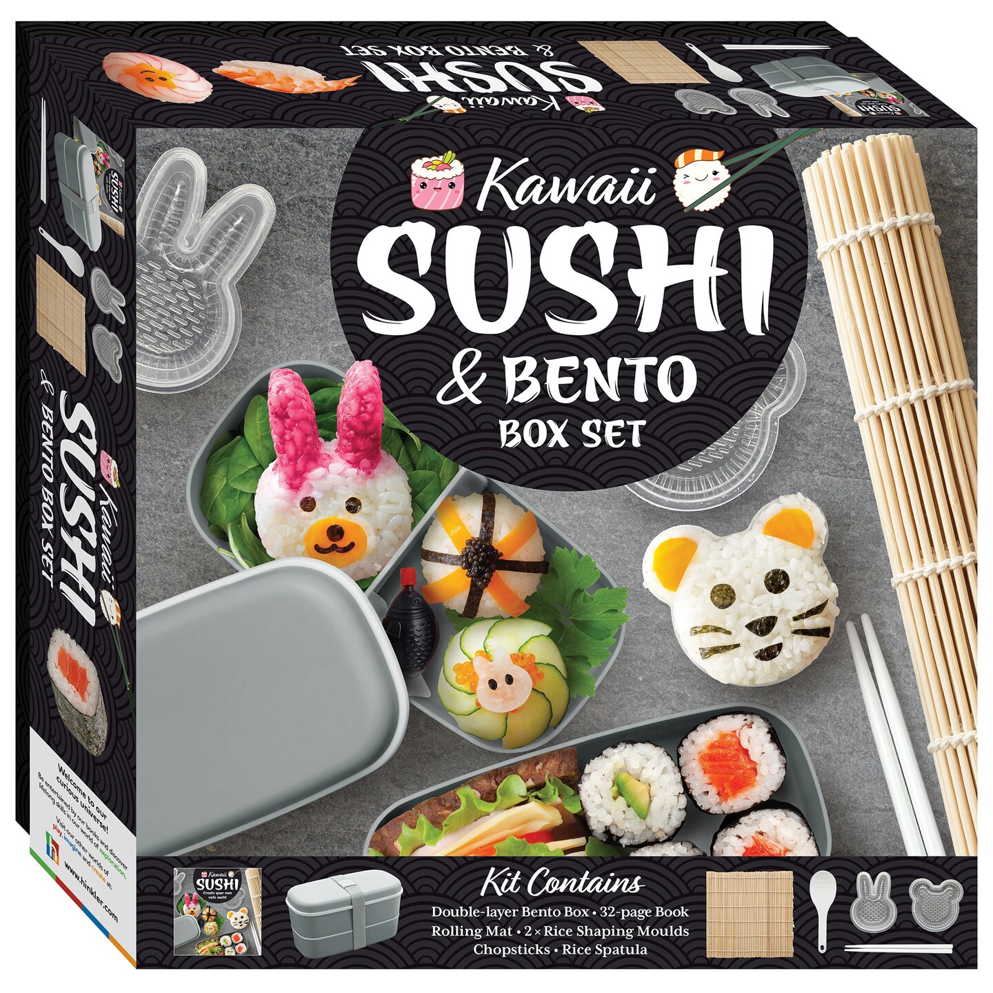 Hinkler: Kawaii Sushi &#x26; Bento Box Set - Learn To Make Cute Sushi, Japanese Cooking Kit, w/ Utensils, Rolling Mat, Rice Molds &#x26; More, Kids &#x26; Adults