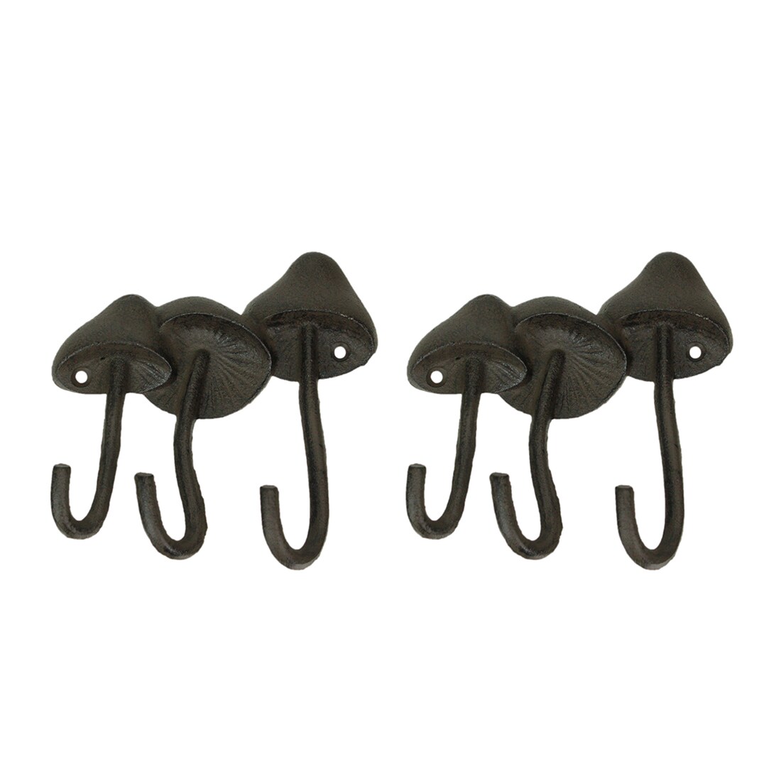 Set of 2 Cast Iron Mushroom Hook Racks - 6.25&#x22; High