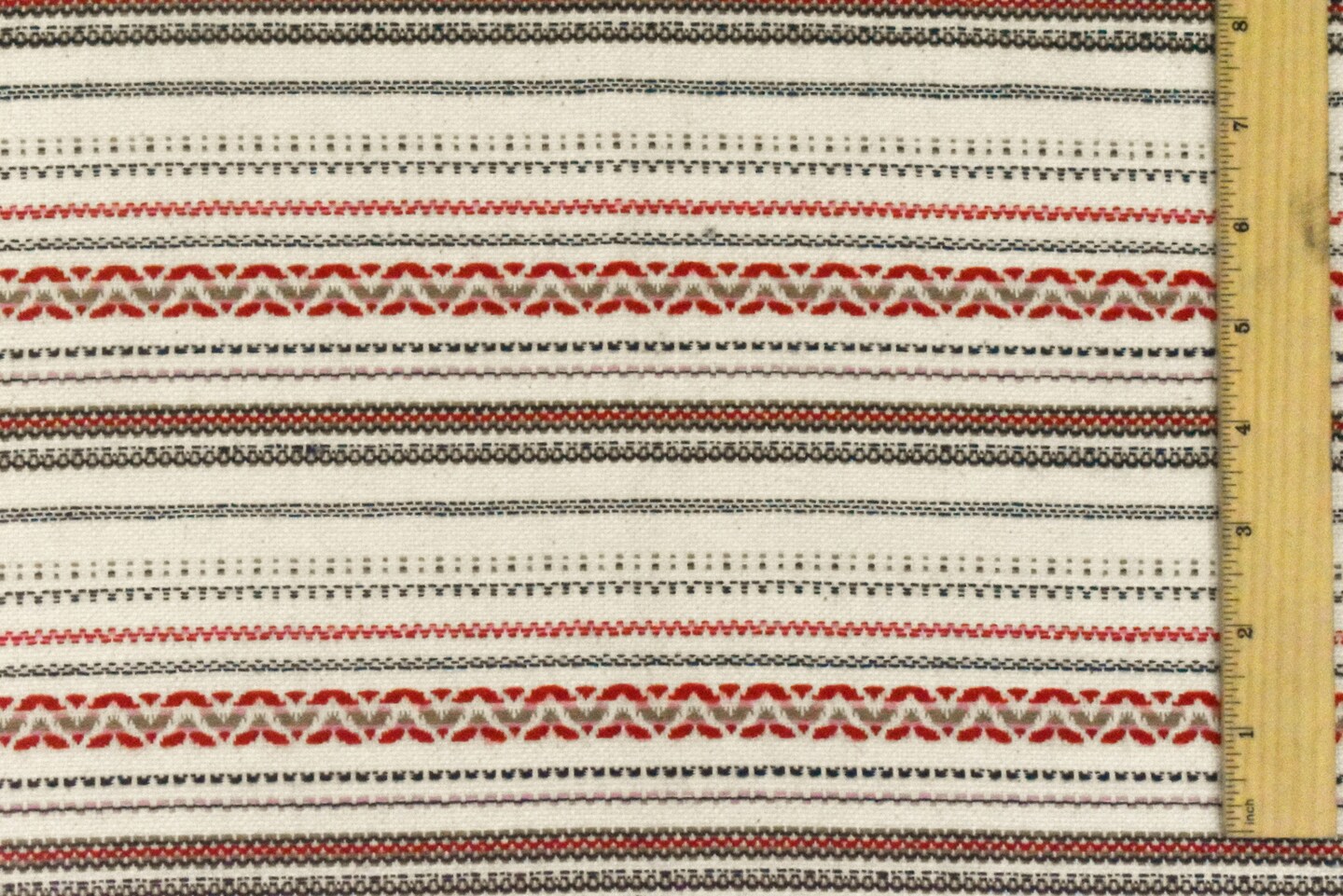 Ivory-Blue-Multi Famous Designer Stripe Jacquard Canvas Woven Fabric By the Yard