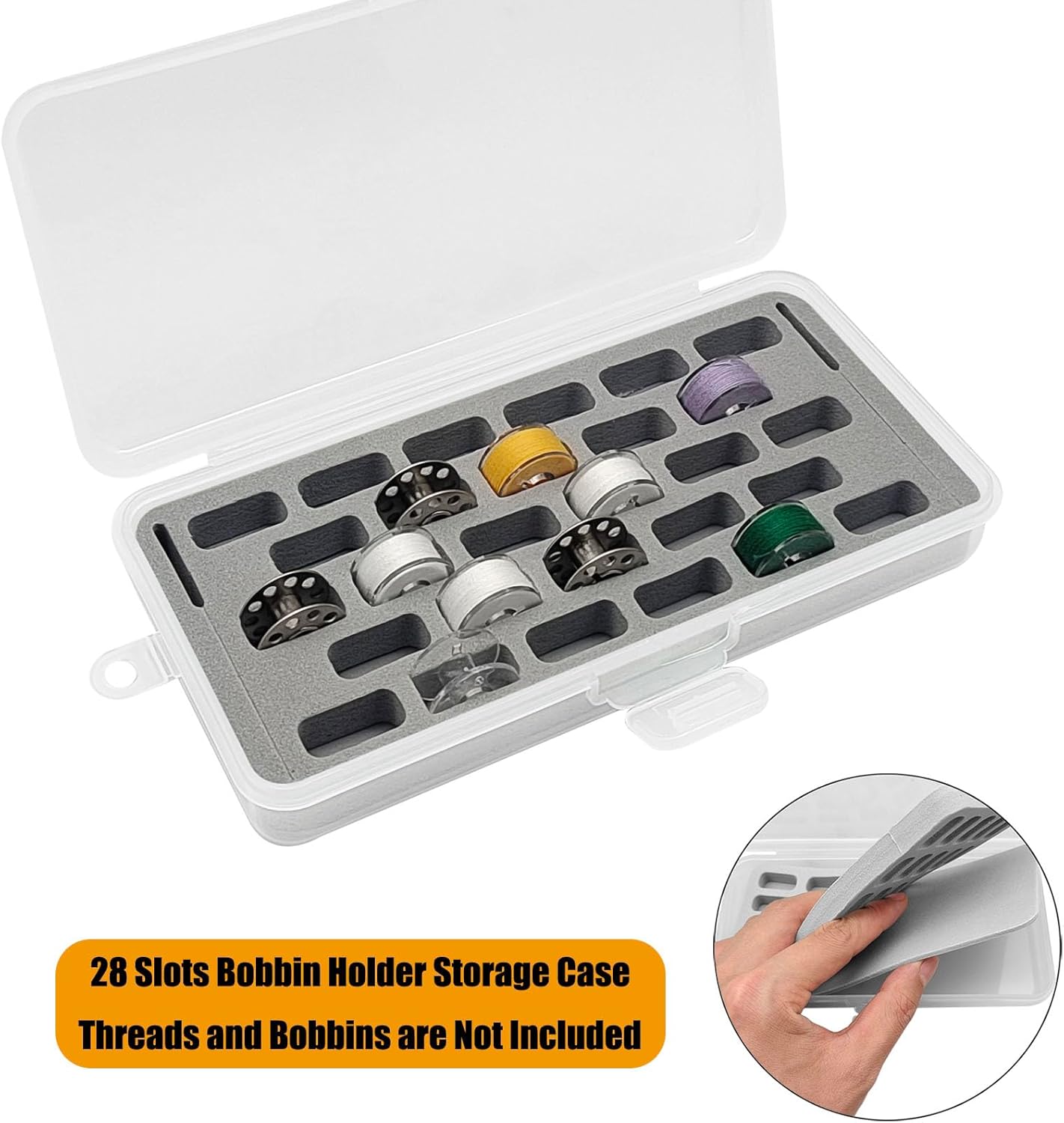 2 Plastic Bobbin Storage Boxes - Sewing Craft Plastic Case Storage Box (Grey)