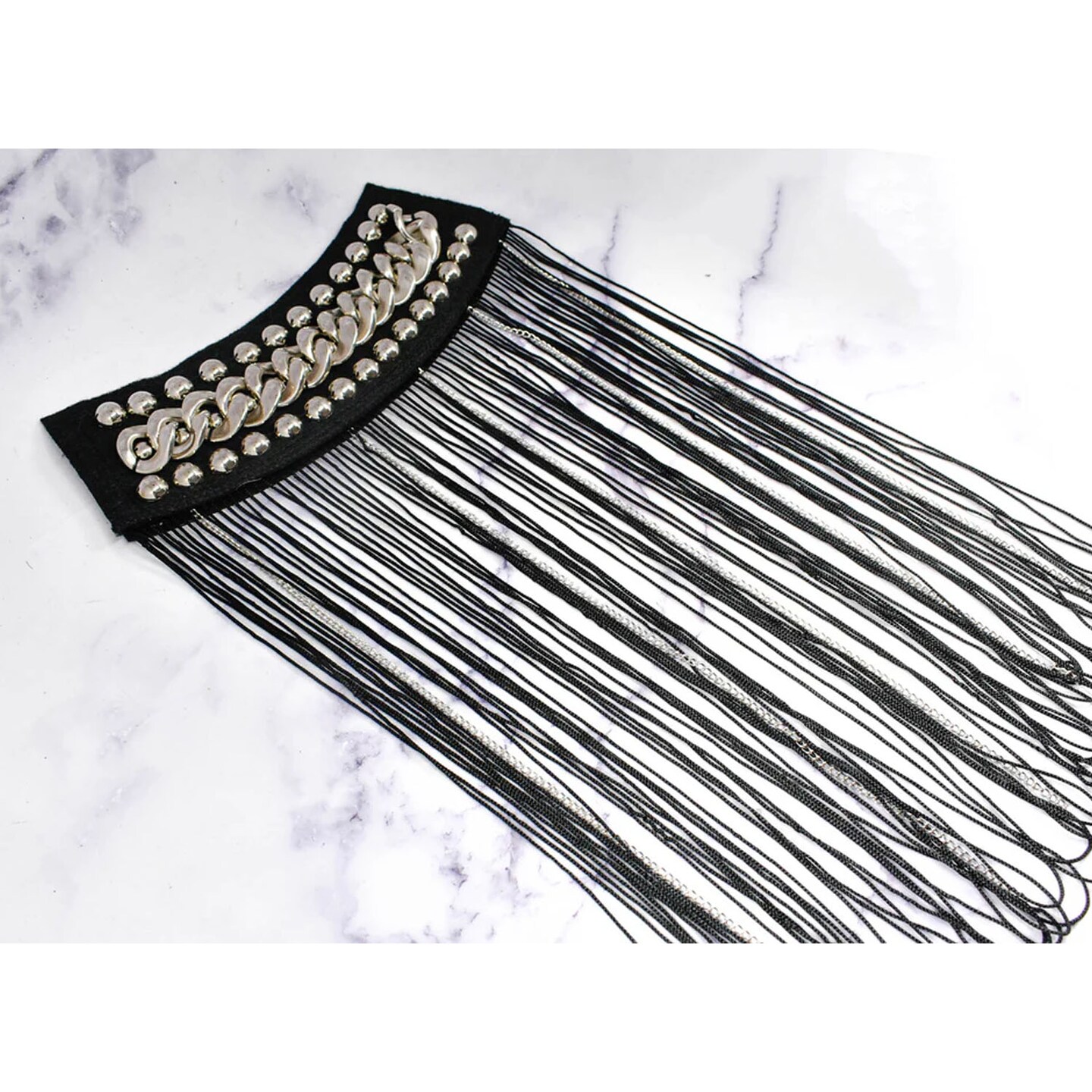 Chain Tassel Shoulder Epaulettes Gold Beaded Statement Dance Costume