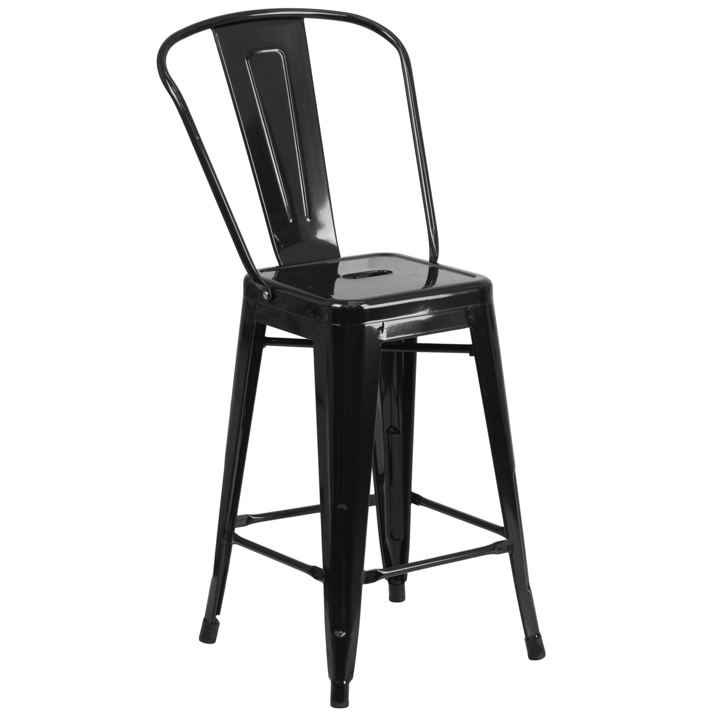 Merrick Lane Dothan Series Metal Stool with Removable Back for Indoor-Outdoor Use