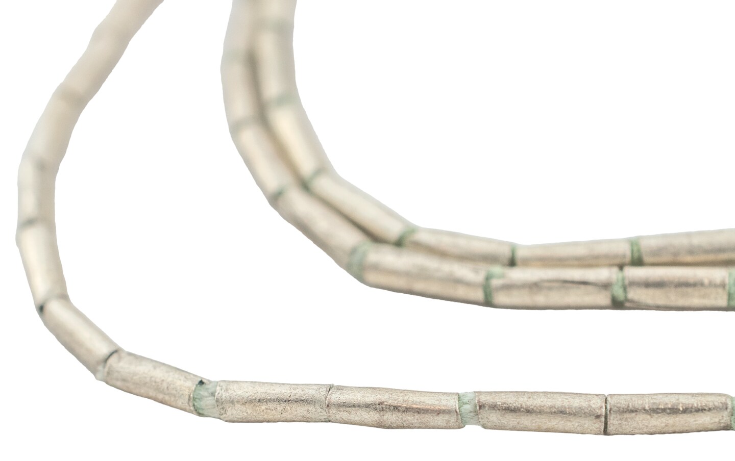 The Bead Chest White Metal Tube Ethiopian Beads (2mm): Full Strand of African Metal Spacers for DIY Jewelry Making
