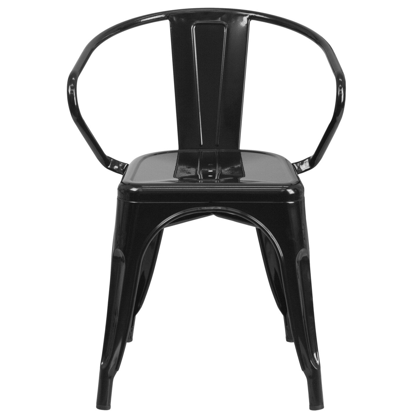 Emma and Oliver Commercial Grade Colorful Metal Indoor-Outdoor Chair with Arms