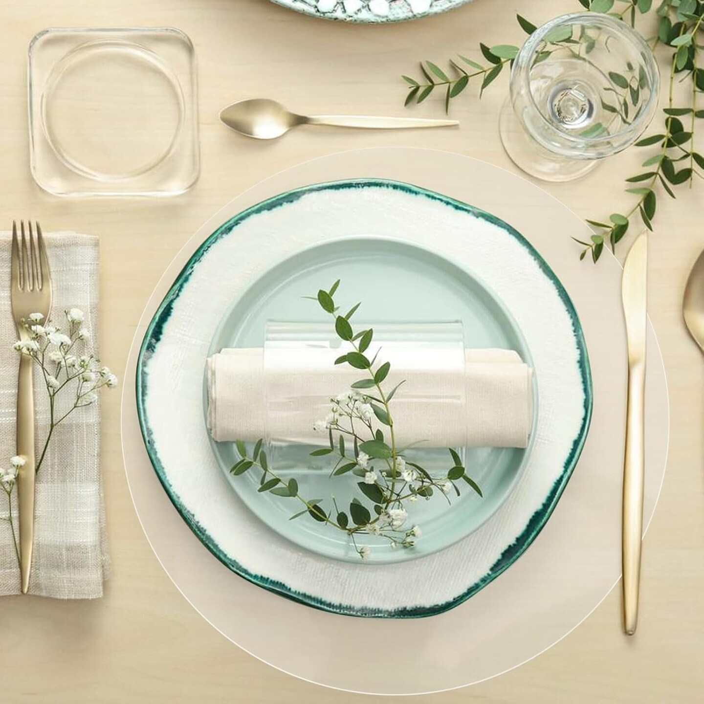 50 Pieces Clear Plastic Placemats Transparent Disposable Round Table Mats