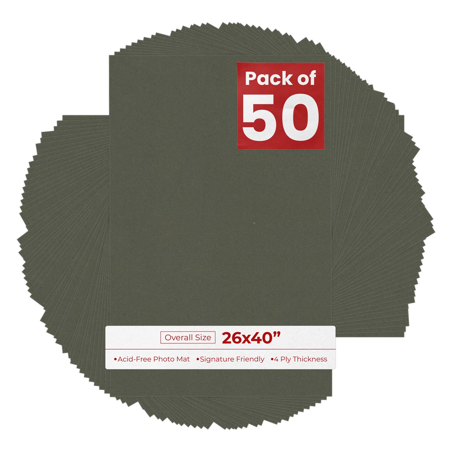 Dark Olive Green 26x40 Uncut Mat Board - Blank Sheets, No Opening