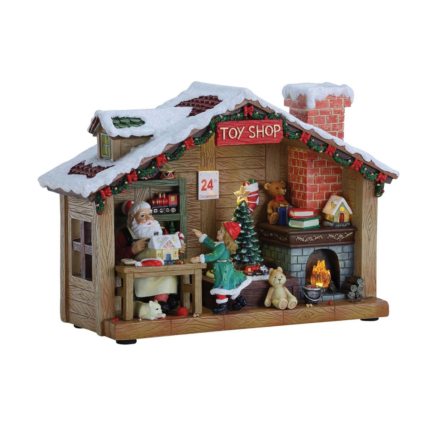 Icy Giftware Set of 2 White and Brown Toy Studio Led Light Decorative Christmas Ornament 7.75&#x22;