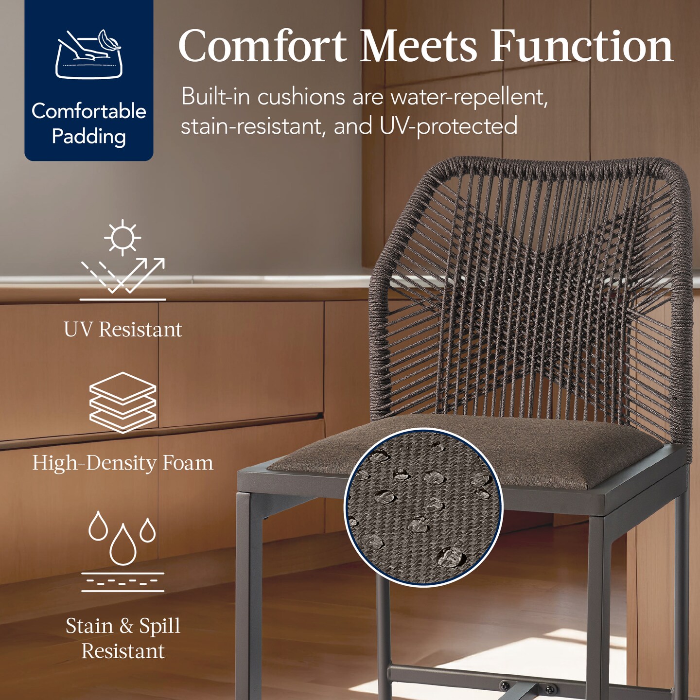 Best Choice Products Set of 2 Indoor Outdoor Counter Height Barstools w/ All-Weather Rope & Aluminum