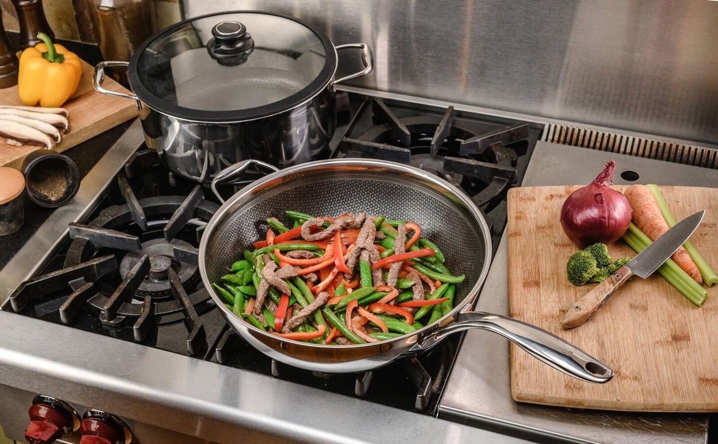 Frieling Black Cube 12-1/2 Inch Stainless/Nonstick Hybrid Wok