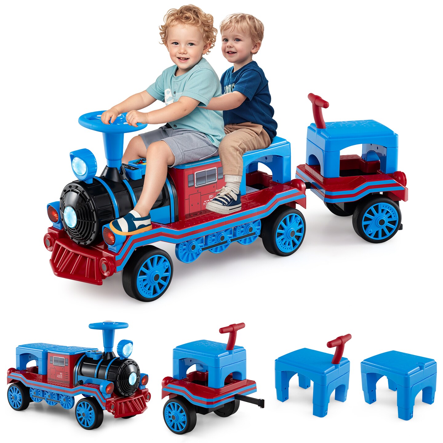 3 Seater 12V Ride On Train Set with Removable Chairs and Lights | Michaels