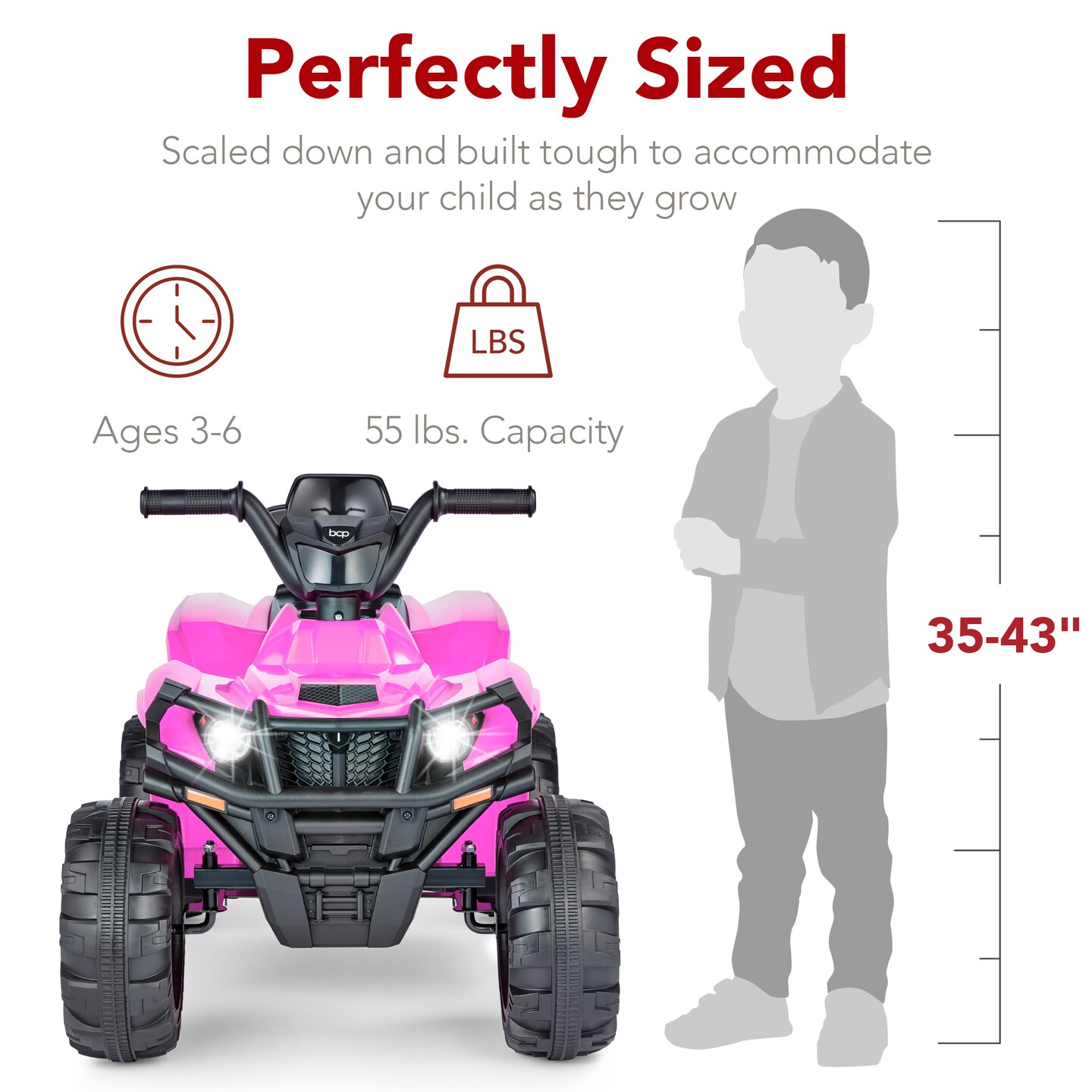 Best Choice Products 12V Kids Ride-On ATV Quad w/ Bluetooth, 2.4mph Max, Treaded Tires, LED Lights, Radio
