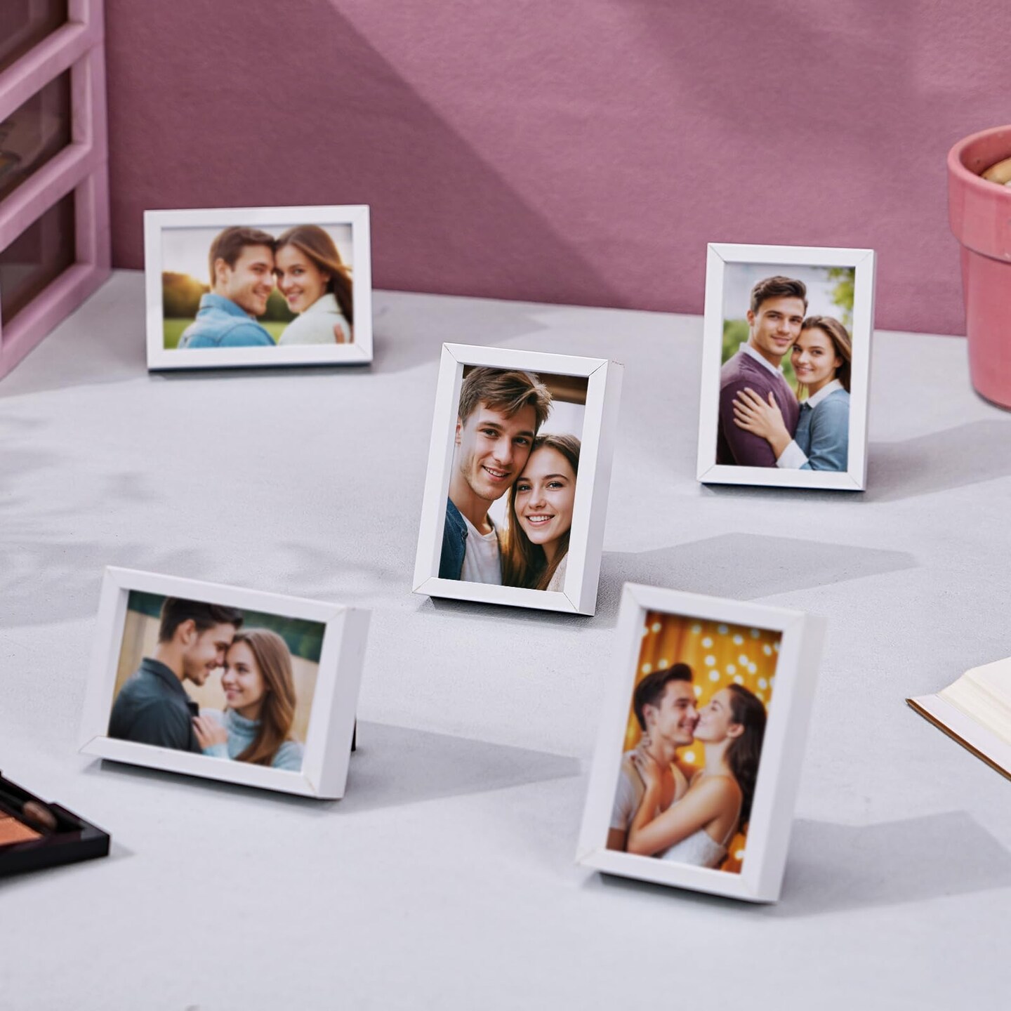 Small Picture Frames, Mini Size Baby Photo Frame, 2x3&#x27;&#x27;, Set of 6, For Tabletop Home Decor, Polaroid Picture Frame with Soft Magnet, Cute Refrigerator Magnets, White