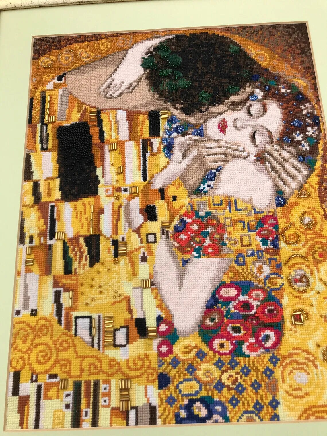The Kiss after G. Klimt&#x27;s Painting R1170 Counted Cross Stitch Kit
