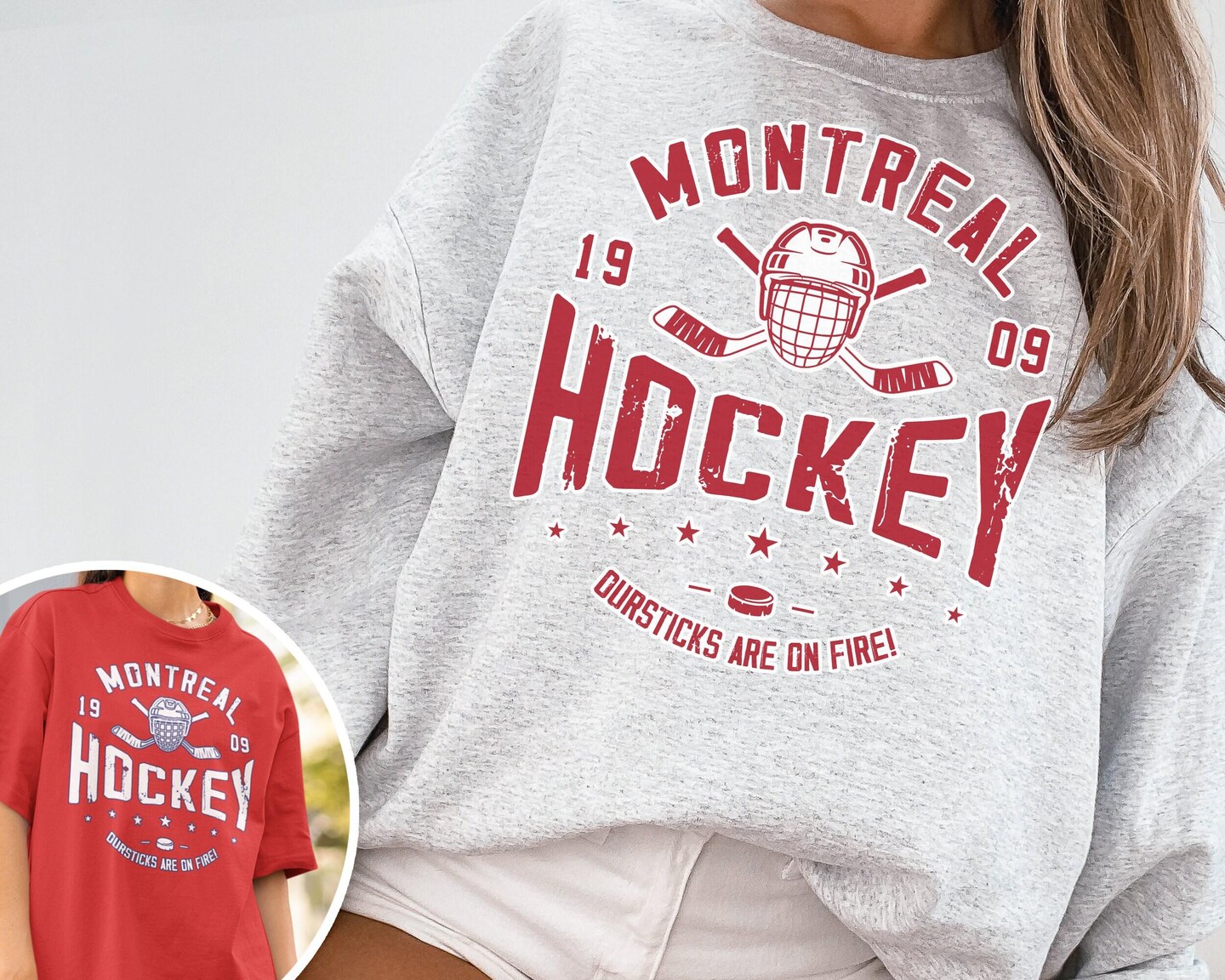 Vintage Montreal Canadien Crewneck Sweatshirt  T-Shirt, Canadiens Shirt, Retro Montreal Ice Hockey Shirt | MC_1_331