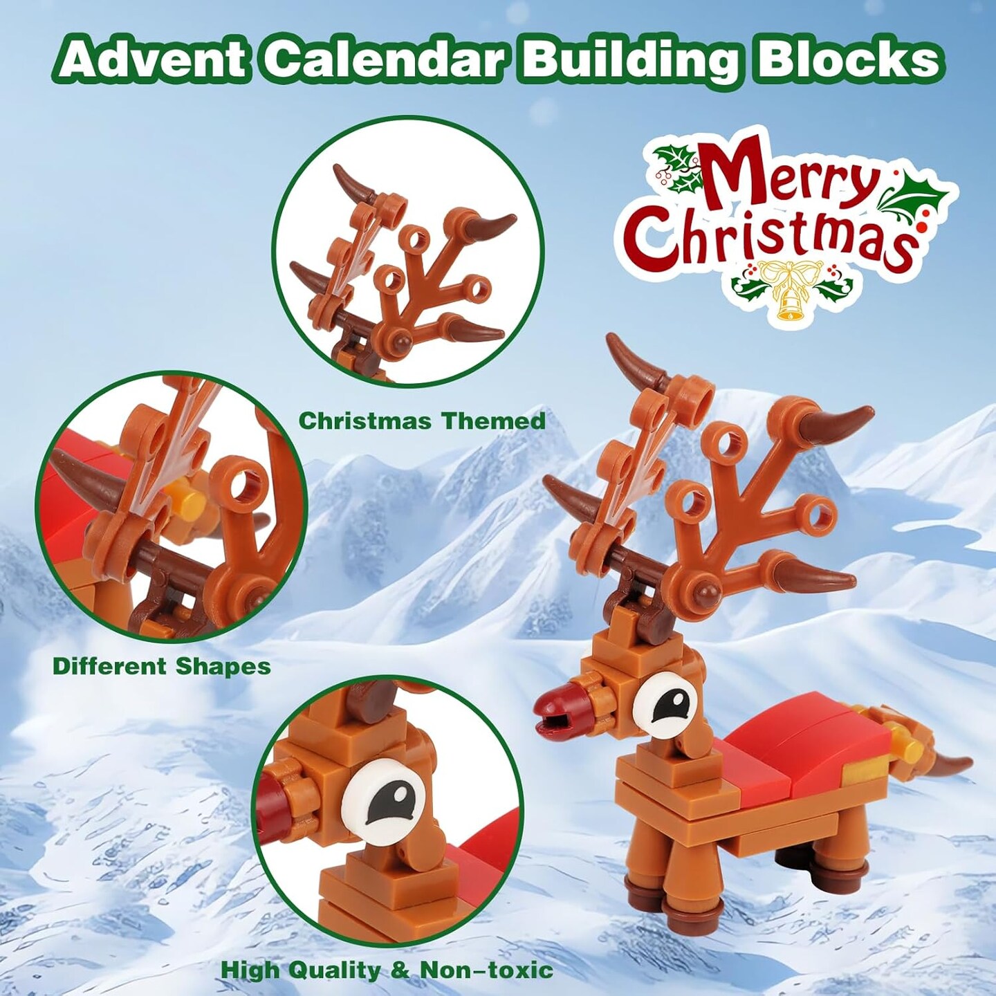 Advent Calendar 2024 Building Blocks - 24 Days Christmas Countdown with 24 Santa Xmas Stocking Stuffers Fillers, Christmas Gifts Party Favors for Boys, Girls, Toddlers and Kids