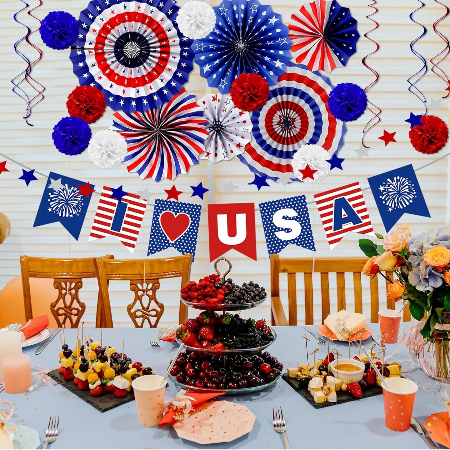 30PCS 4th of July Decorations - Patriotic Love USA Banner