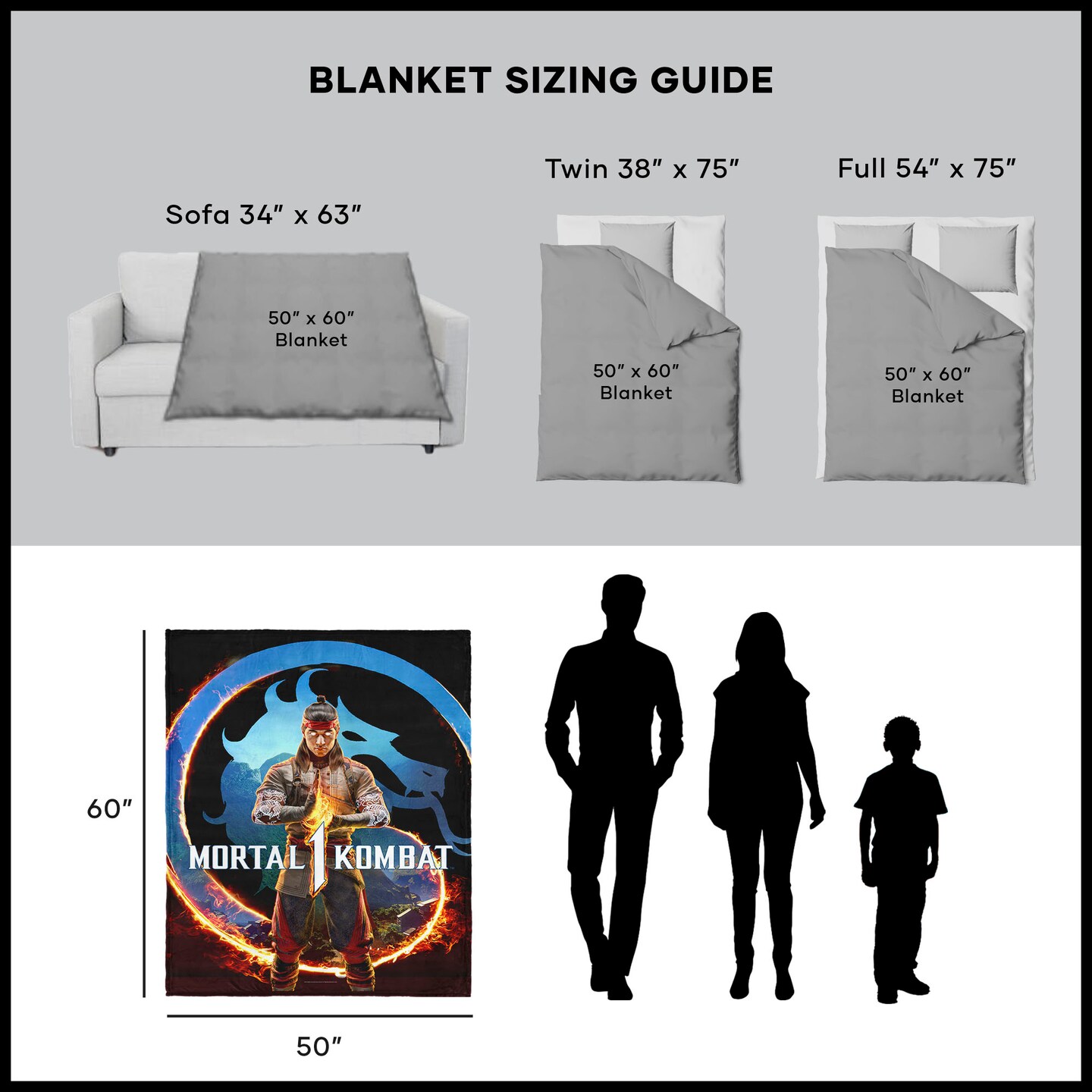 Warner Brothers Mortal Kombat Silk Touch Sherpa Throw Blanket