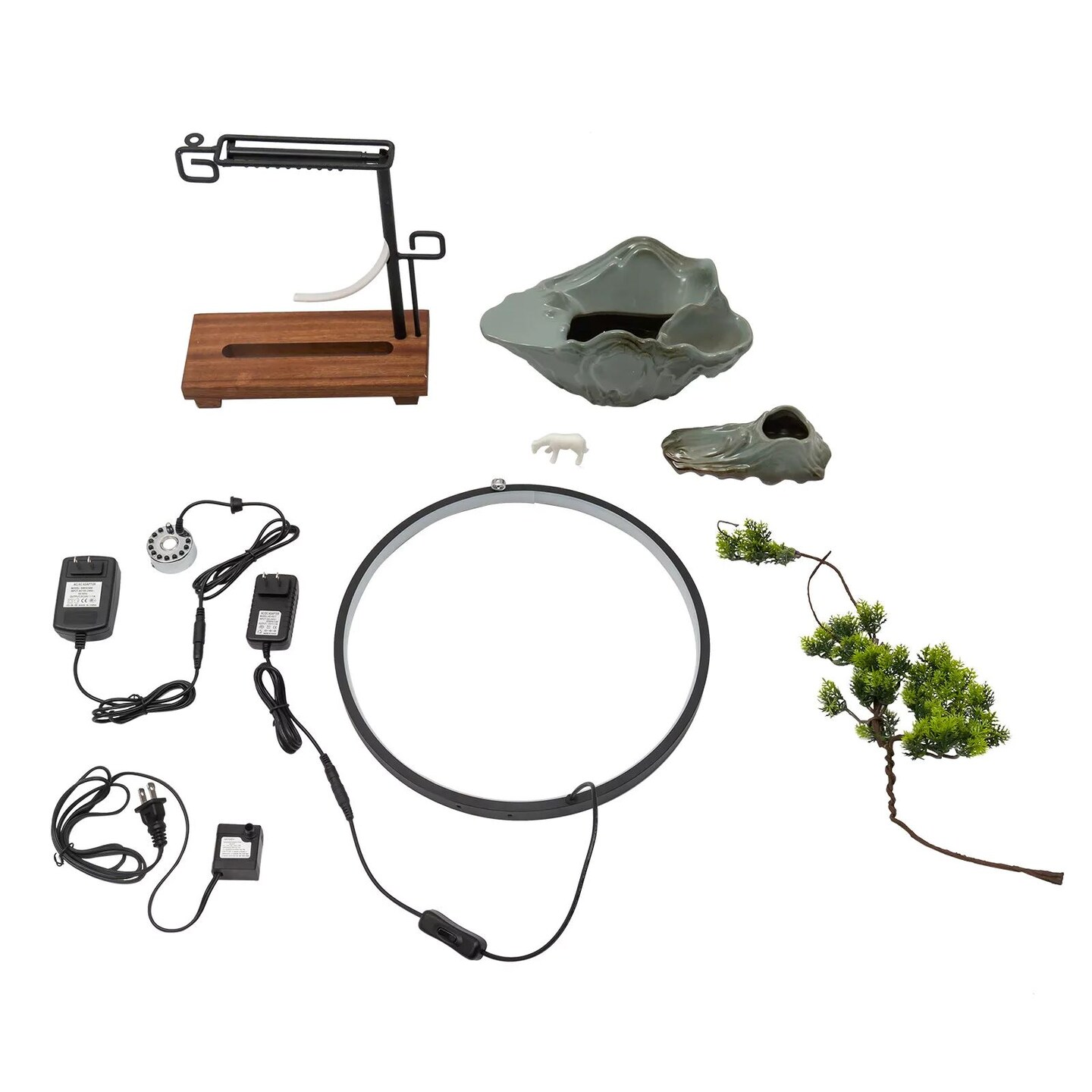 Kitcheniva Water Fountain LED Indoor Fake Plants Tabletop