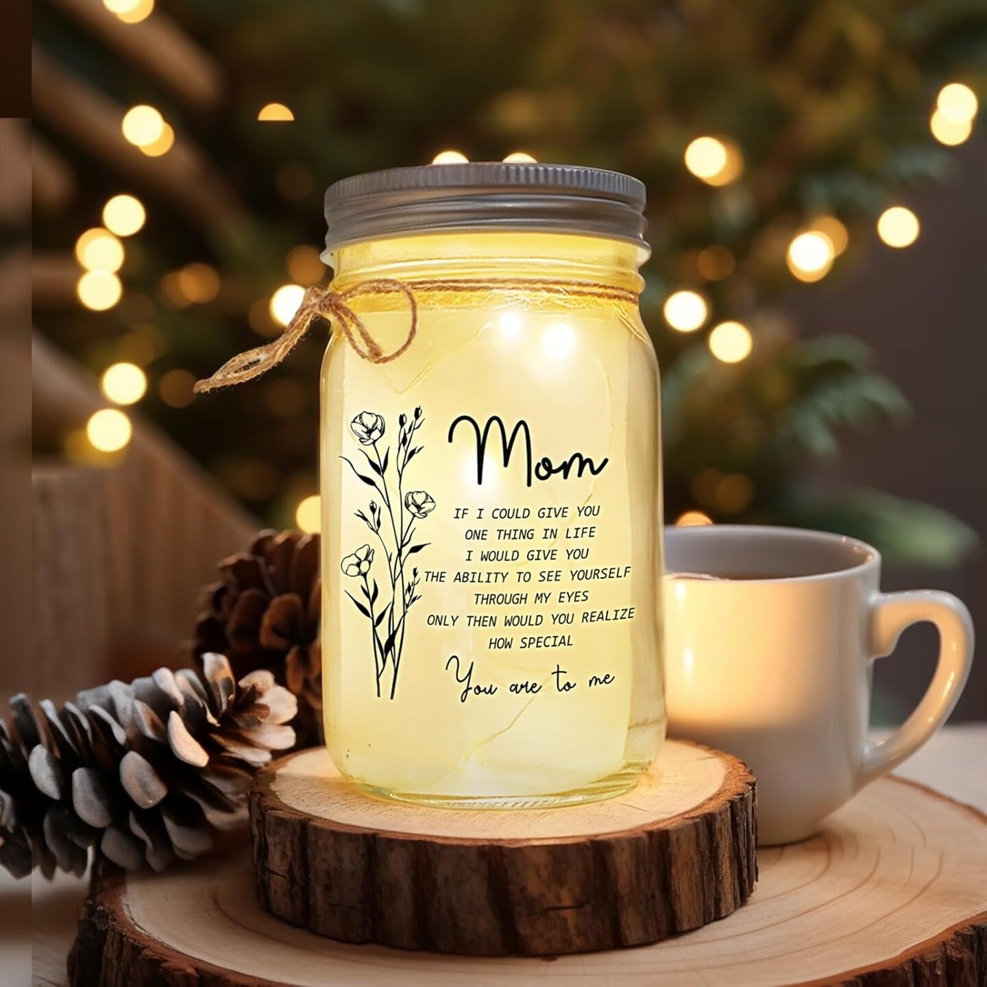 Gifts for Mom, Birthday Gifts for Mom from Daughter/Son, Mason Jar Night Light Mom Gifts, Christmas Thanksgiving Day Best Gifts for Mom/New Mom/Expecting Mom, Home Decoration Night