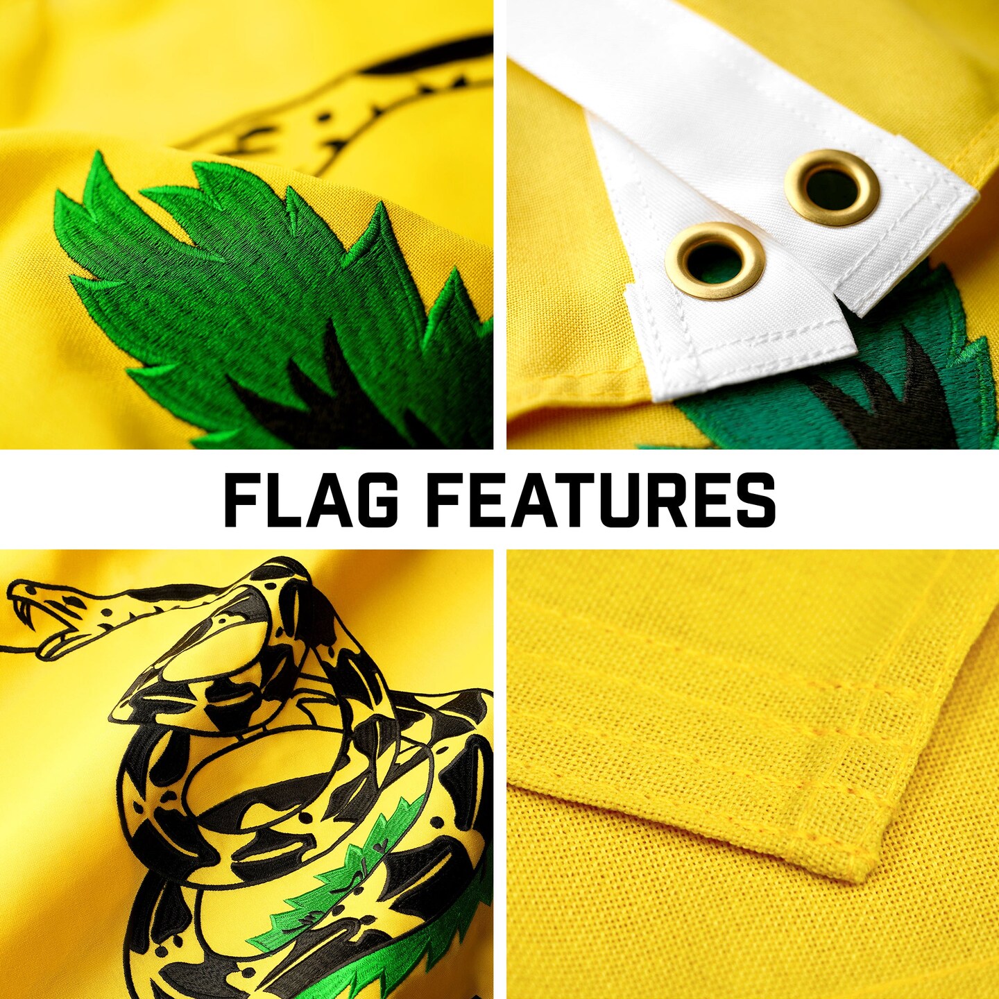 G128 Combo Pack: 16 Ft Telescoping Aluminum Flagpole (Silver) & Gadsden Don't Tread On Me Flag 3x5 Ft, StormFlyer Series Embroidered 220GSM Spun Polyester | Pole with Flag Included