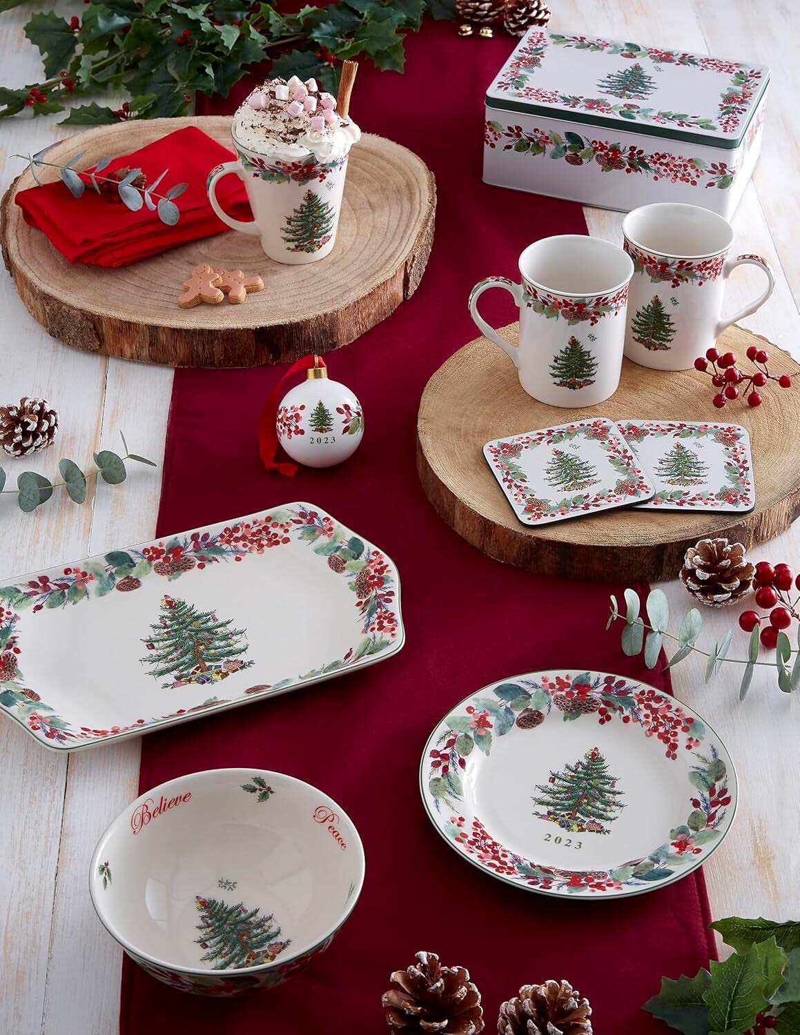 Porcelain 8-Inch Christmas Decorative Plate, 2023 Annual Collector, Traditional Style, Microwave &#x26; Dishwasher Safe
