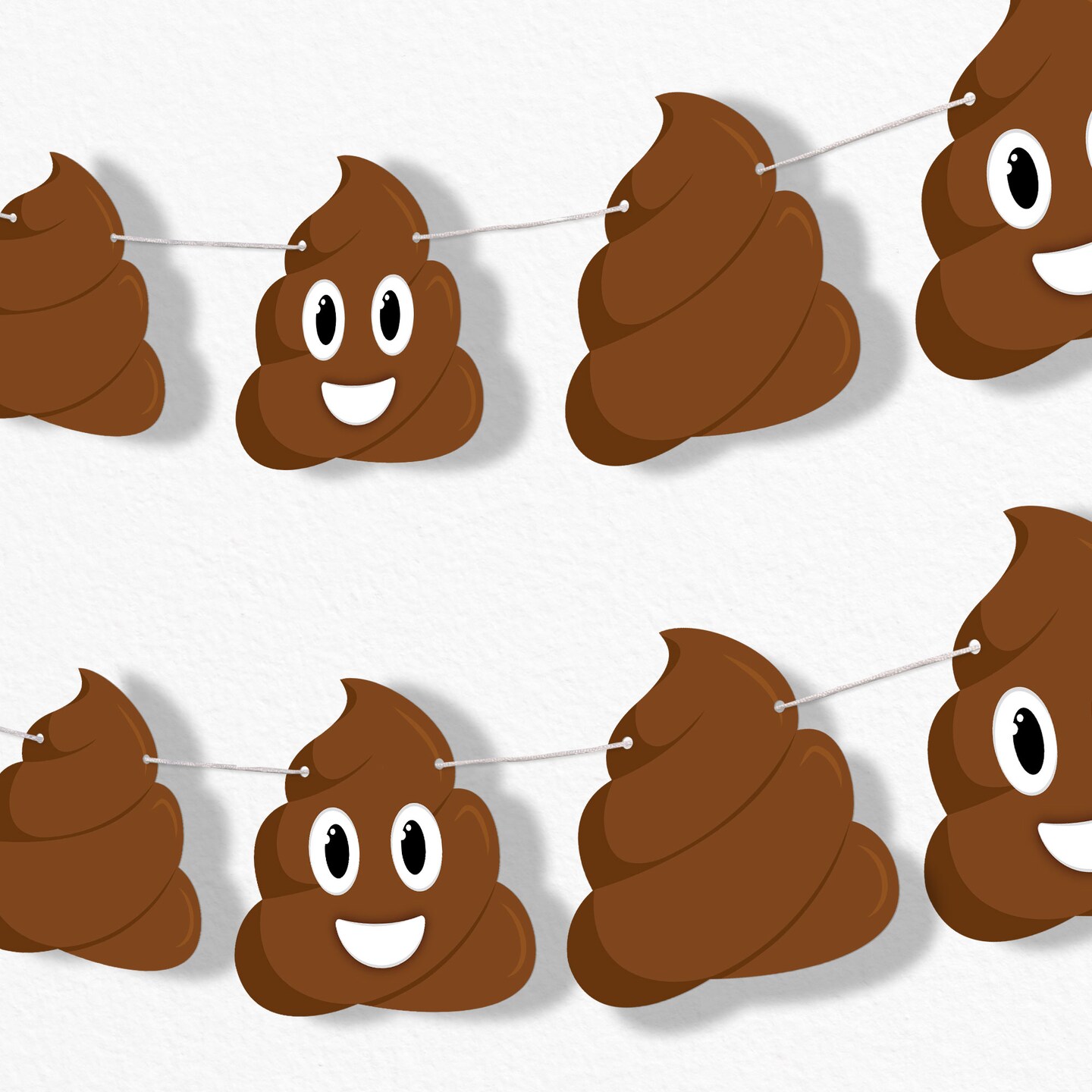 Big Dot of Happiness Party 'Til You're Pooped Garland Banner, Poop Emoji Party Decorations Banner Backdrop, 30 Feet of Cord, 15 Double-Sided Shapes