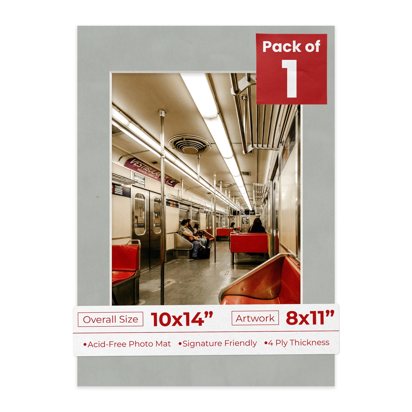 Light Grey Suede Mat Board for 10x14 Frames - Fits 8x11 Photos