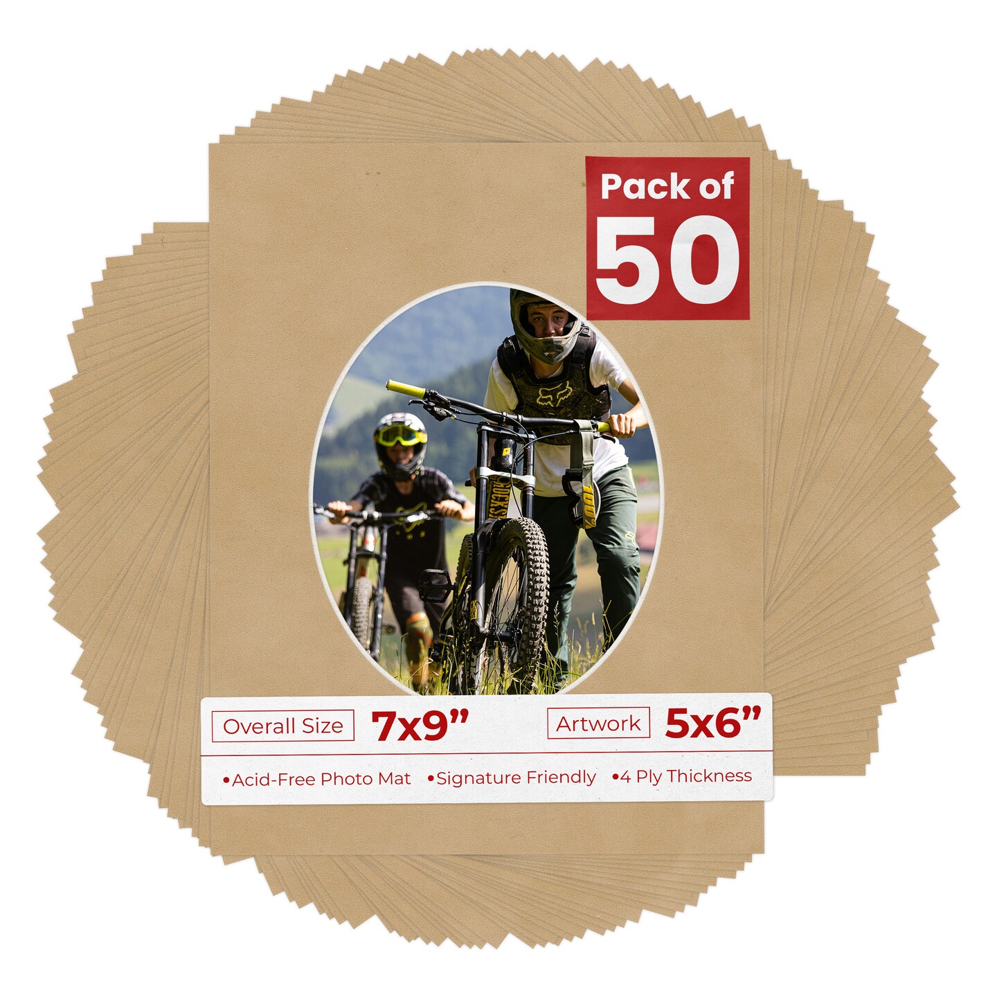 Beige Suede Mat Board for 7x9 Frames - Oval Opening for 5x6 Photos