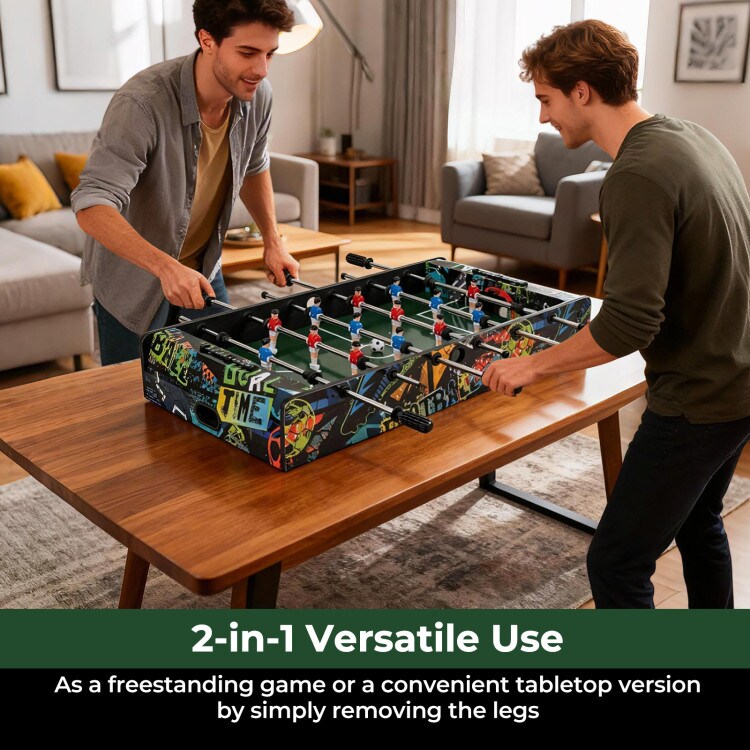 37" Kids Foosball Table 2-in-1 Game with Anti-Slip Handles and Detachable Legs