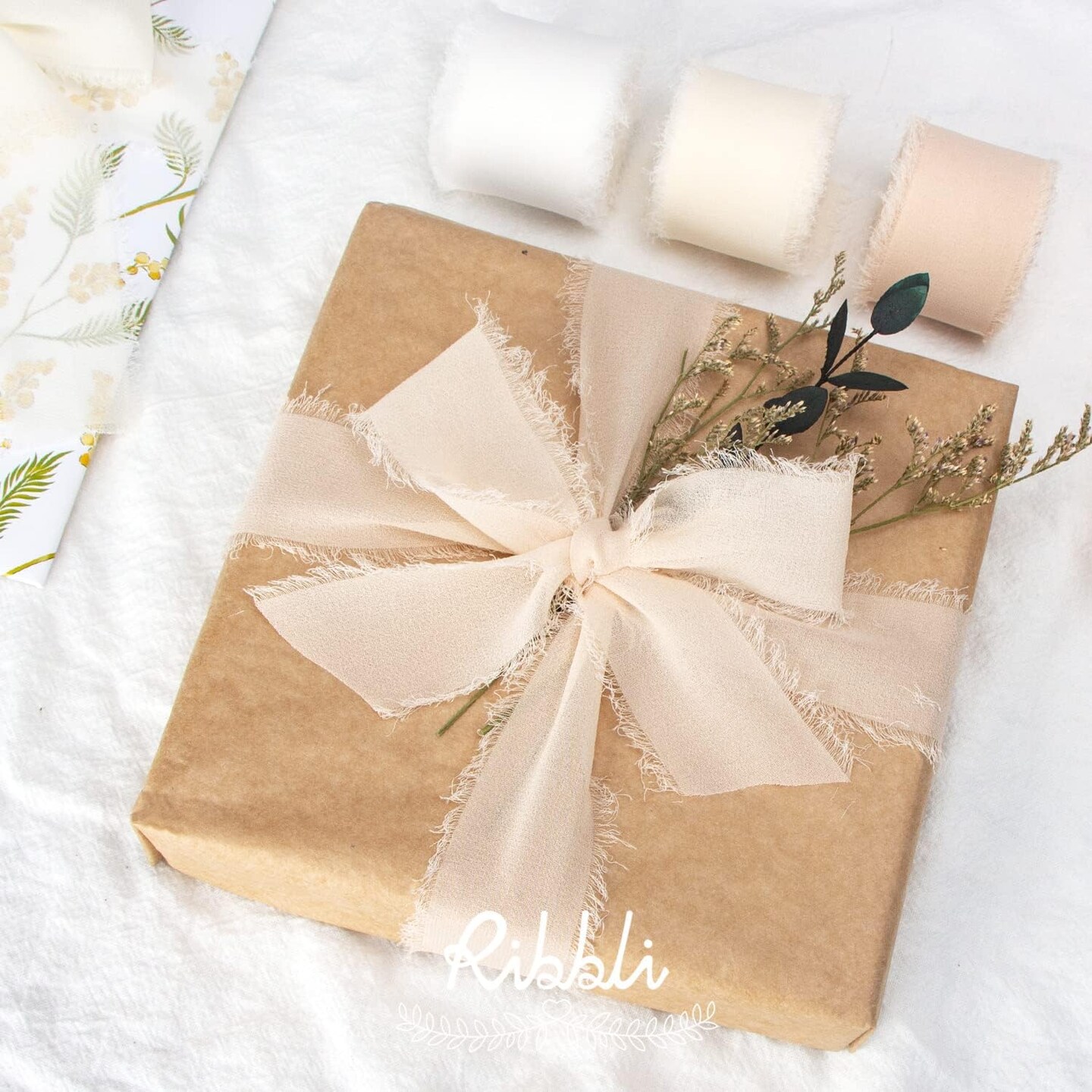 White Chiffon Ribbon 1-1/2 inch x 20 Yard Handmade