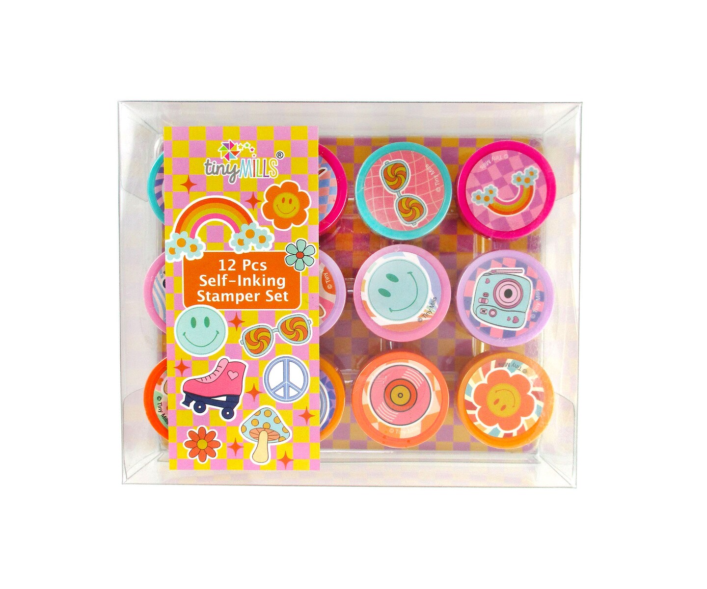 TINYMILLS 12 Pcs Groovy 70&#x27;s Hippie Stamp Kit