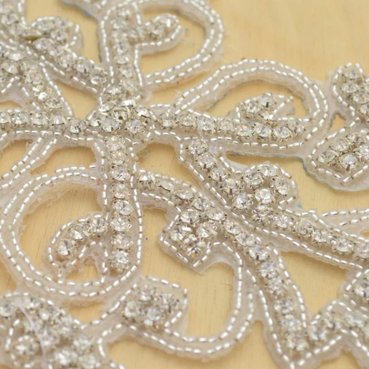 9.2" x 4.9" Large Silver Rhinestone Applique Iron On Beaded Patch for Wedding Dress Decoration