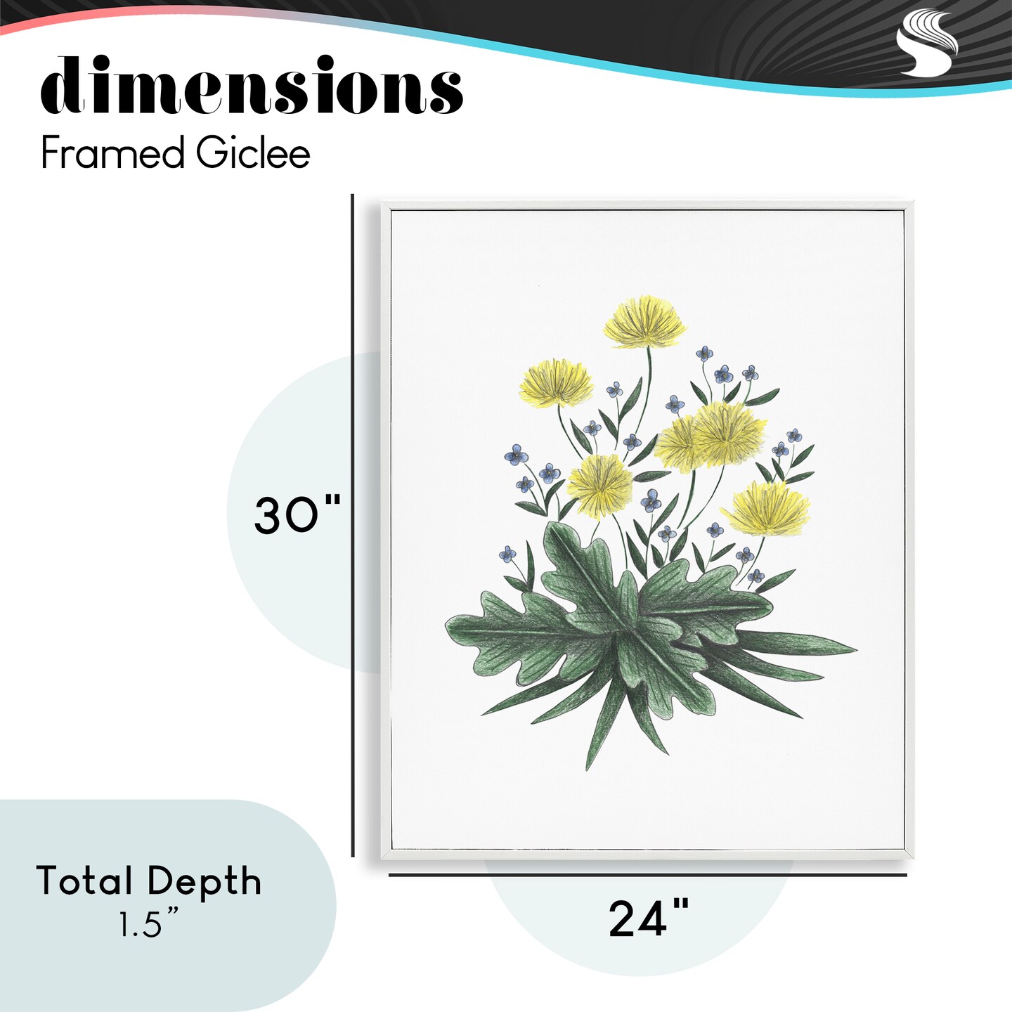 Stupell Industries Dandelion Flower Illustration Framed Giclee, design by Cecilia Battaini