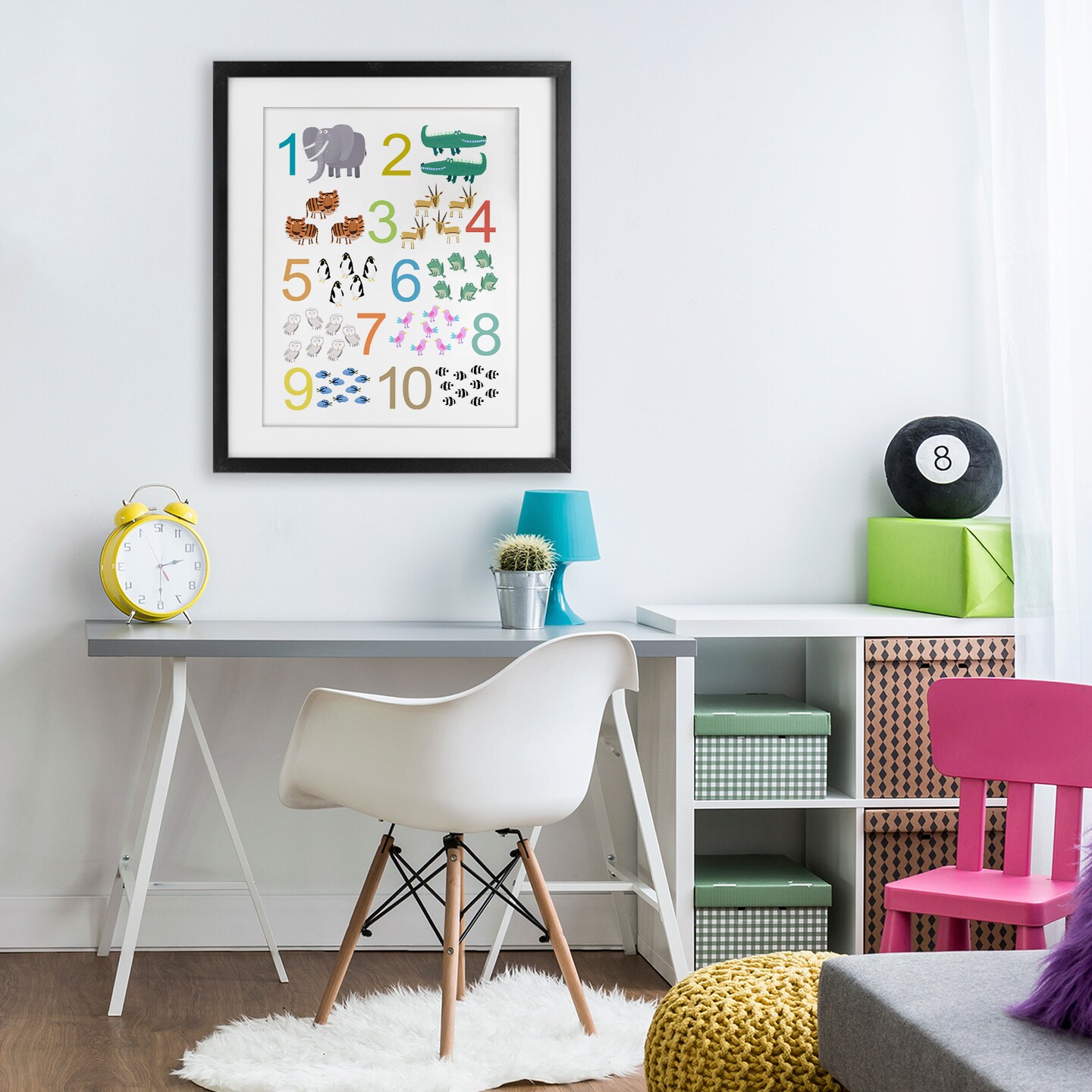 Stupell Industries Kid's Counting Animals Framed Print Under Glass, design by Carla Daly