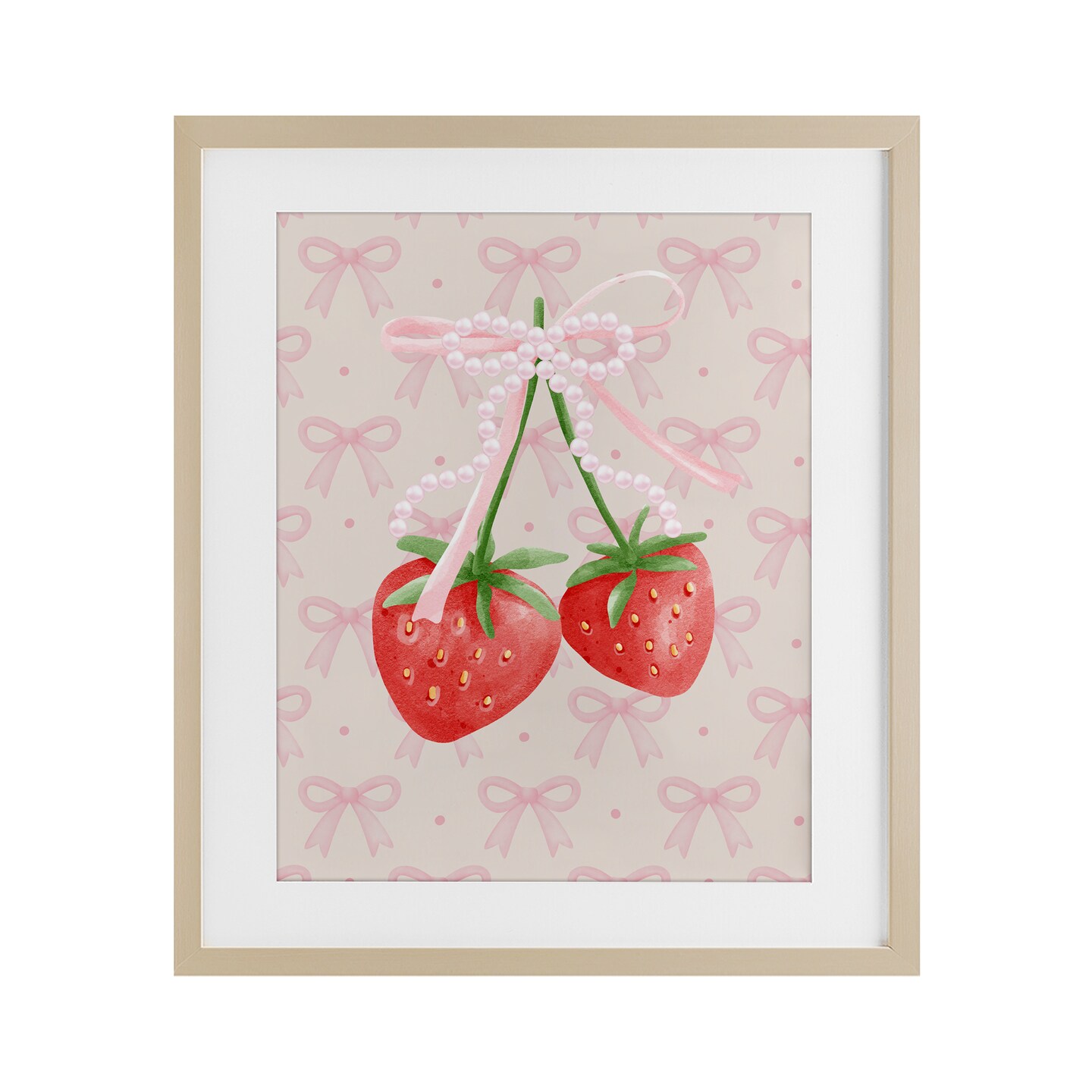 Stupell Industries Bows & Berries Strawberry Framed Print Under Glass, design by Jesse Keith