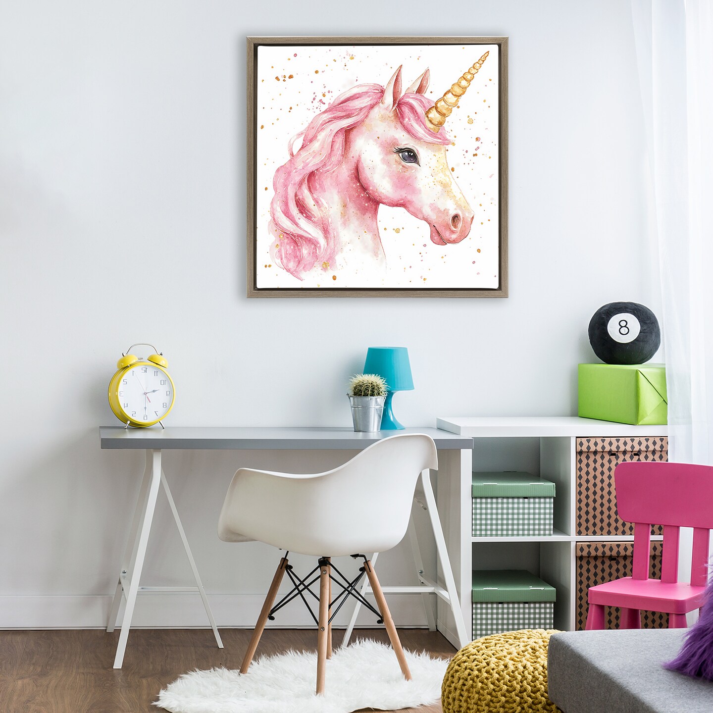 Stupell Industries Pink Unicorn with Paint Splatter Floating Frame, design by Creative Studio