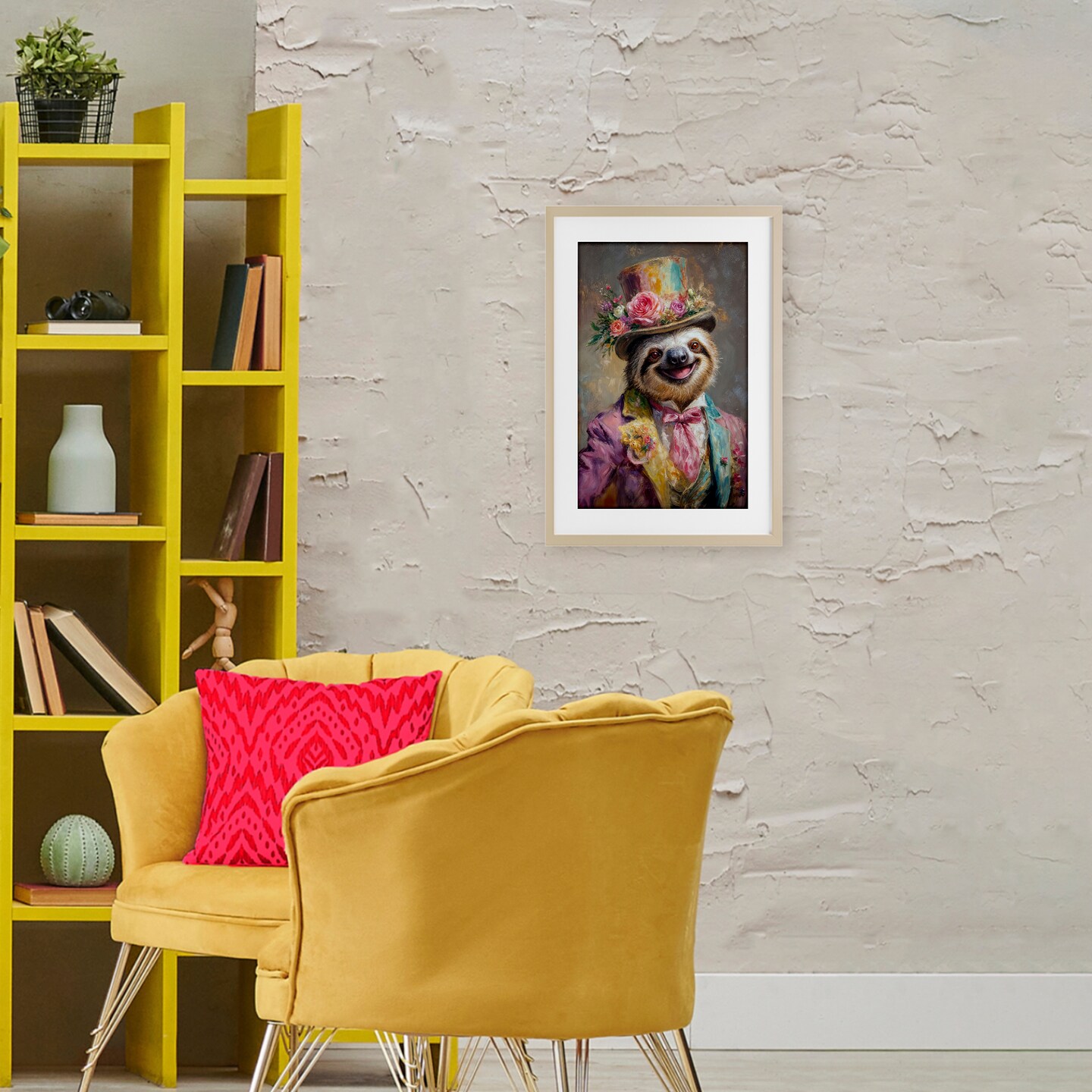 Stupell Industries Victorian Sloth Portrait Framed Print Under Glass, design by Wumples