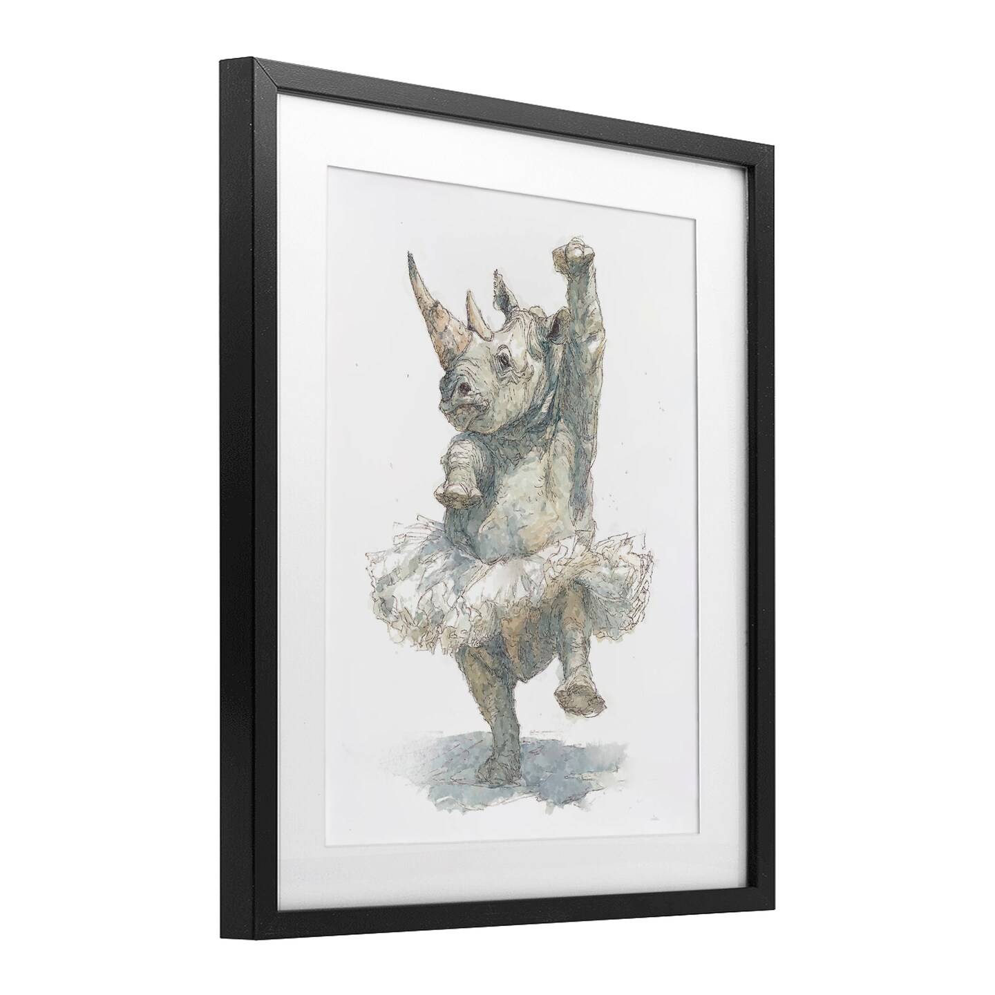 Stupell Industries Ballet Rhino Tutu Framed Print Under Glass, design by Ziwei Li