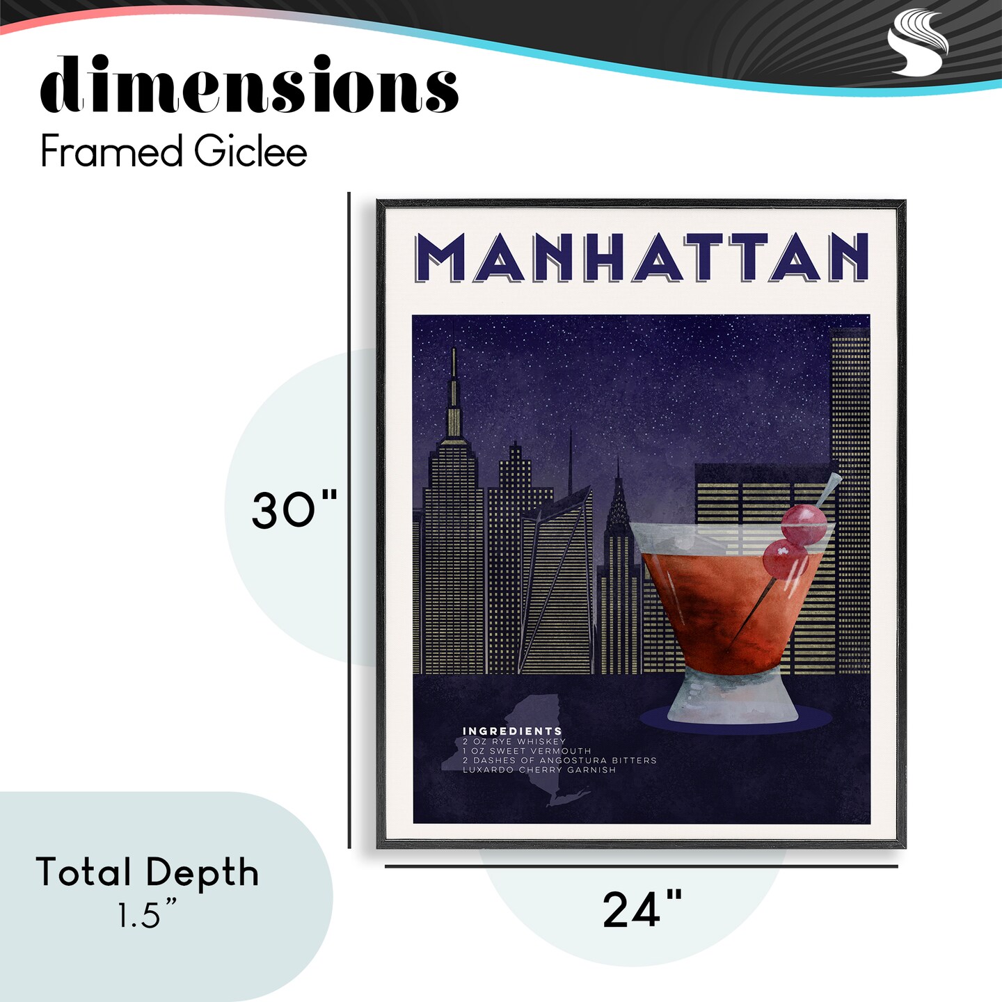 Stupell Industries Retro Manhattan Cocktail Cityscape Framed Giclee, design by Brett Blumenthal