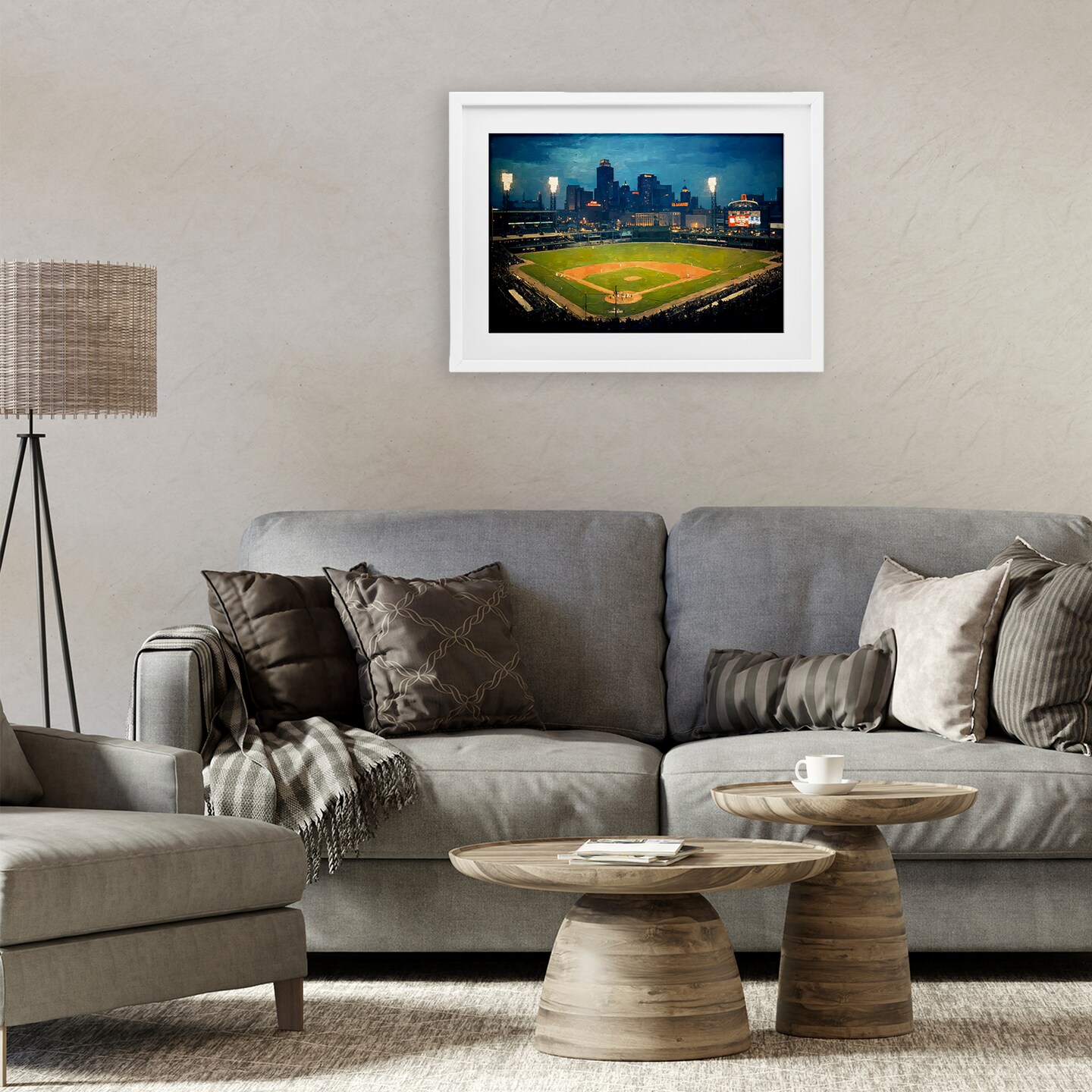 Stupell Industries Baseball Stadium at Night Framed Print Under Glass, design by Arlington Prints