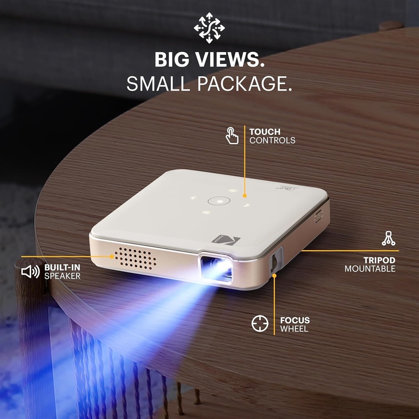 Kodak Luma 150 Pico Projector, Rechargeable Ultra Mini Projector w/60" Screen, Tripod & Case