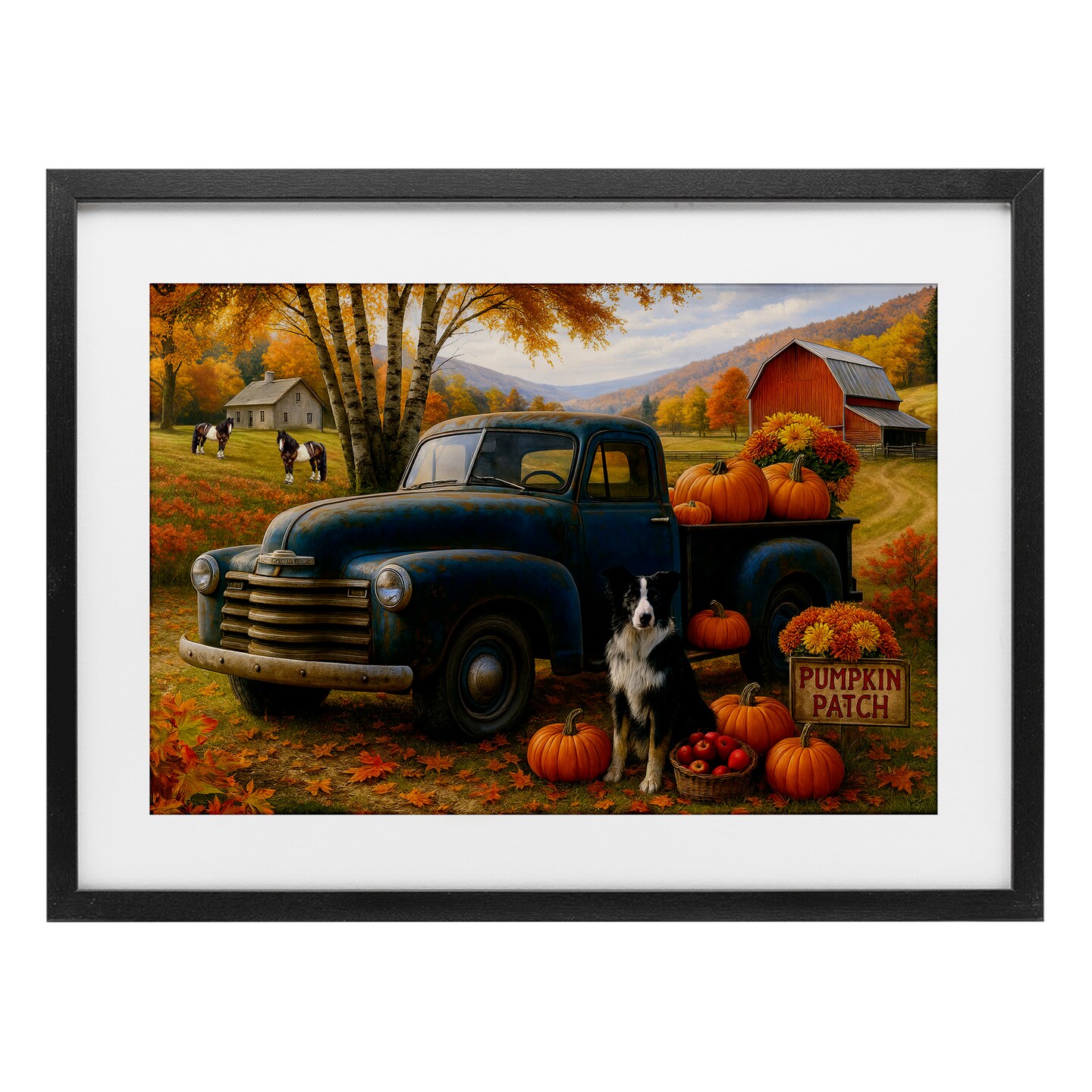 Stupell Industries Autumnal Farmland Collie Dog Framed Print Under Glass, design by Tom Crehan