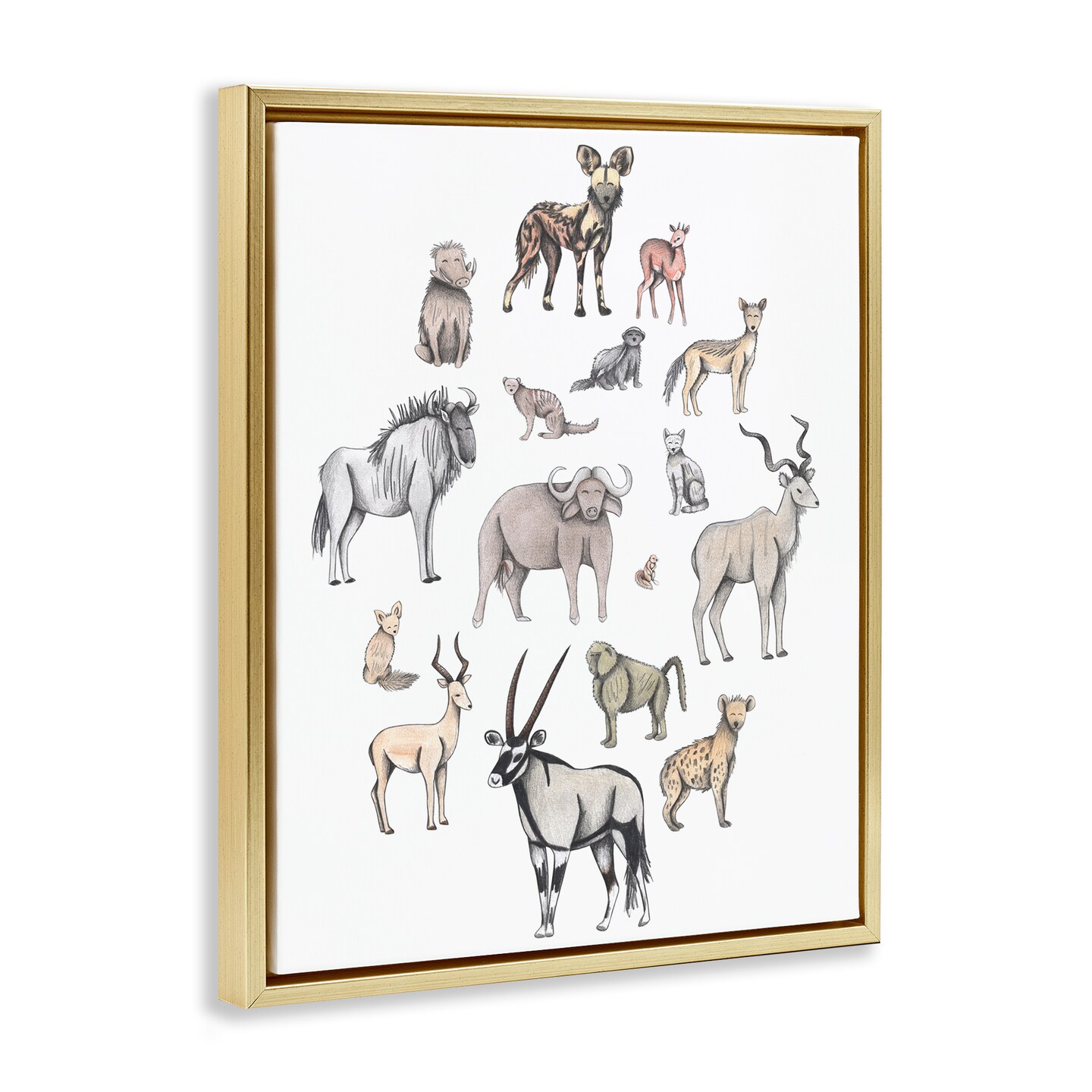 Stupell Industries Simple Africa Animals Floating Frame, design by Cecilia Battaini