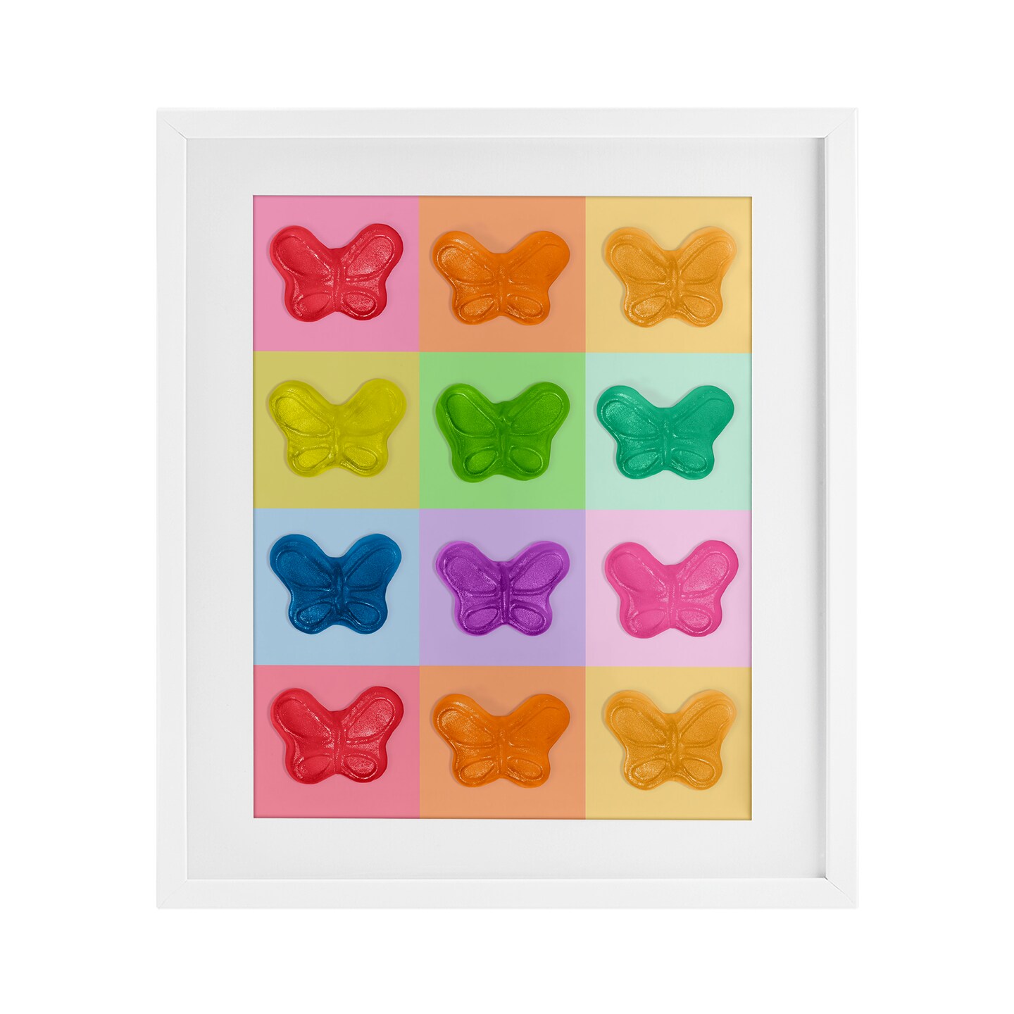 Stupell Industries Candy Butterfly Rainbow Framed Print Under Glass, design by LISH Creative
