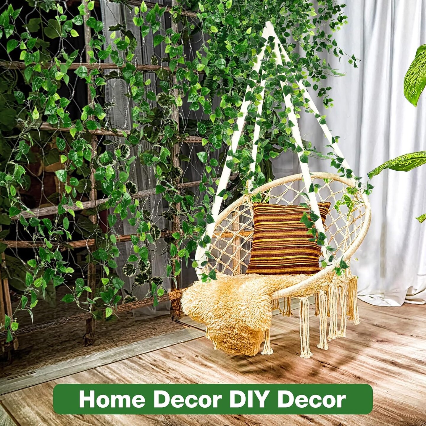 12 Pcs 5.6ft Artificial Wedding Scindapsus Vines Garland Faux Vine Garlands Realistic Plastic Leaves Fake Hanging Greenery Plant for Wedding Centerpiece Table Party Indoor Outdoor Wall Decor